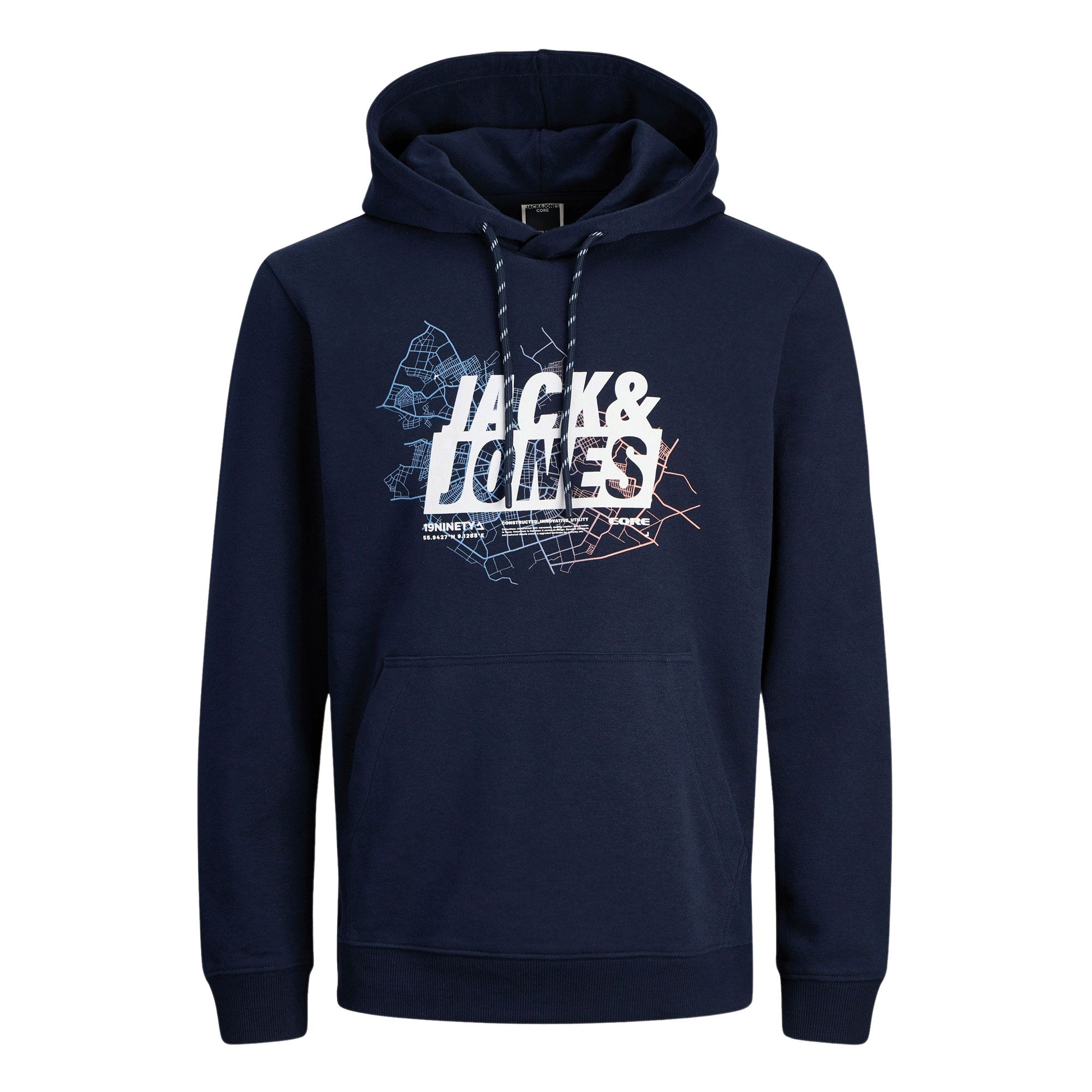Jack & Jones Map Logo Sweat Hoodie Heren