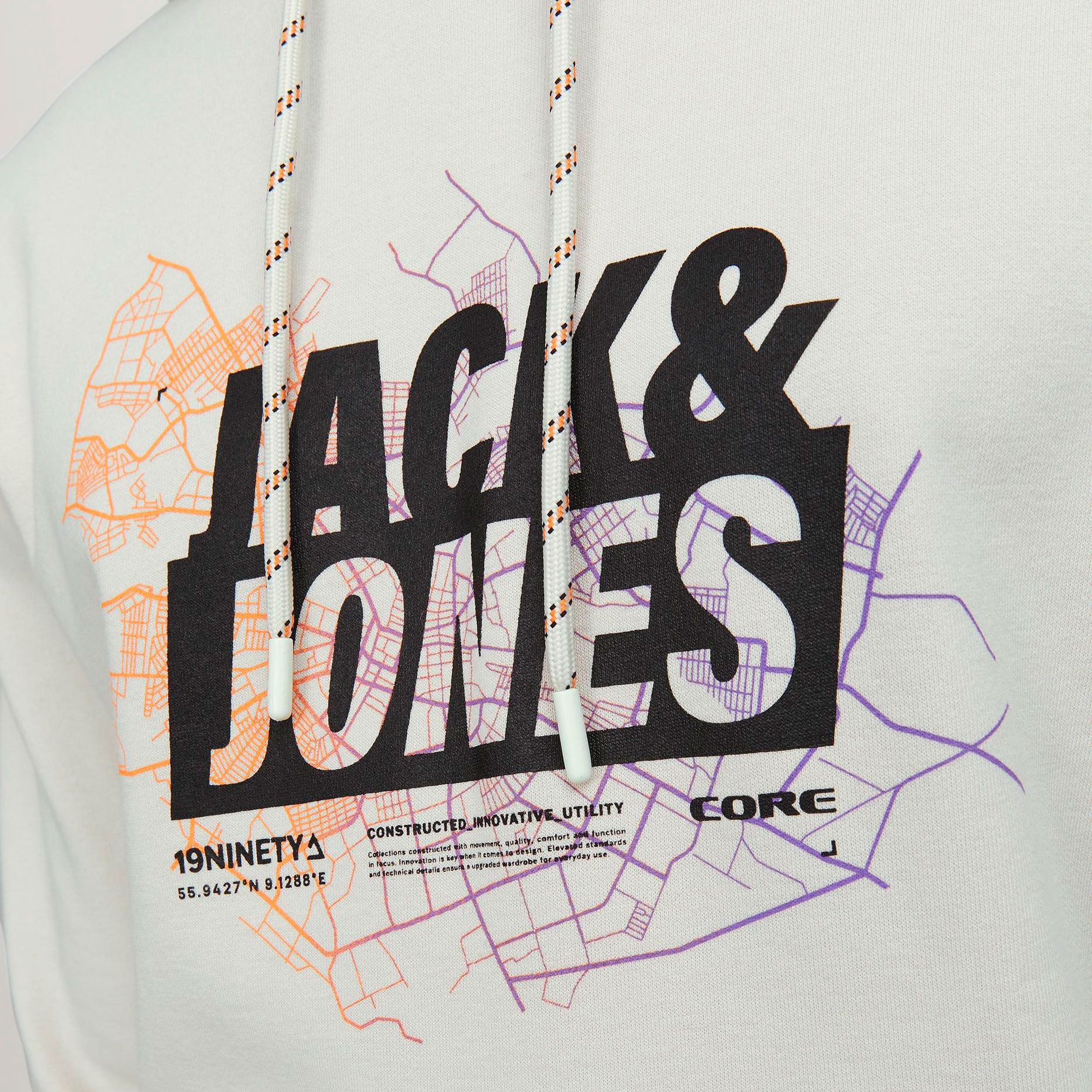 Jack & Jones Map Logo Sweat Hoodie Heren