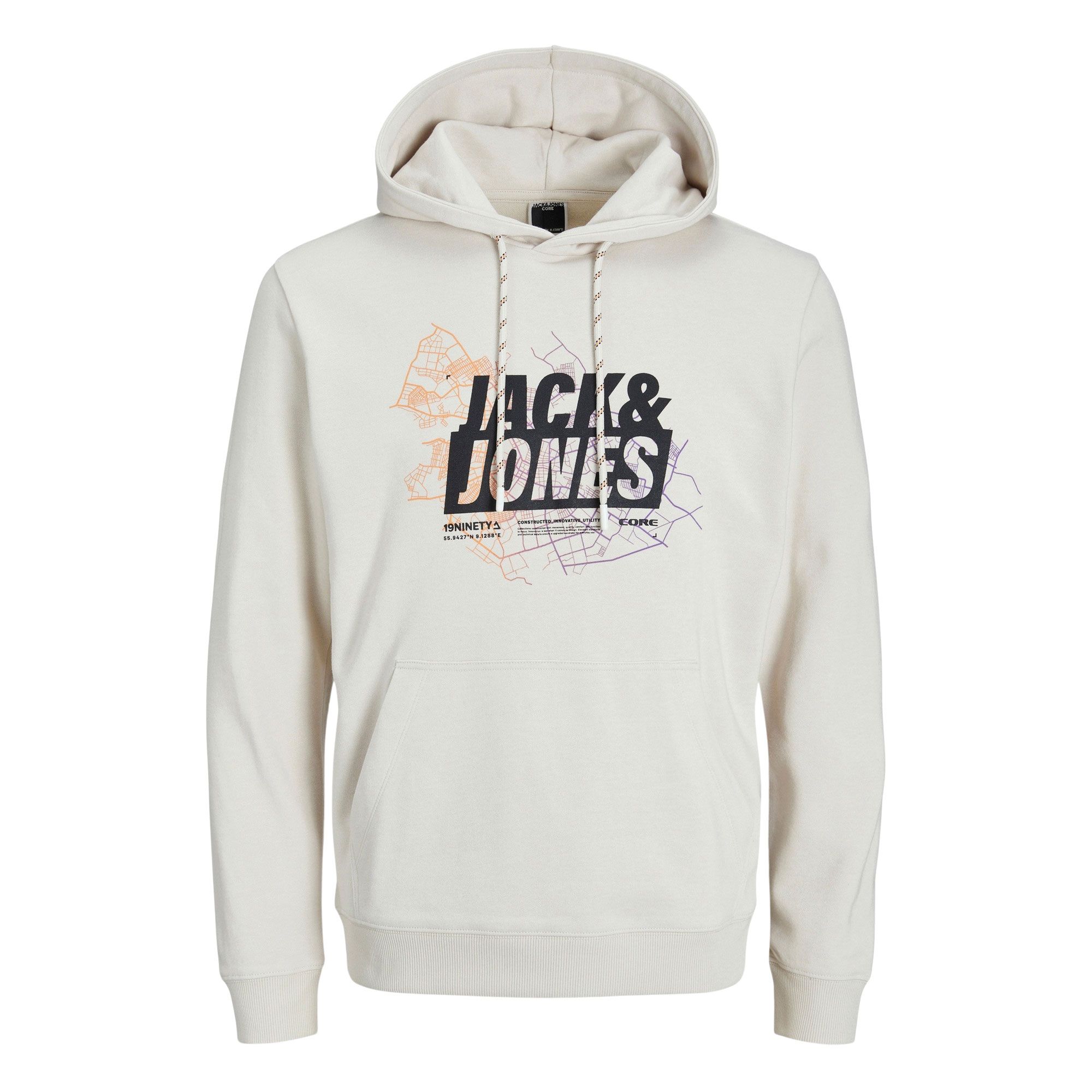 Jack & Jones Map Logo Sweat Hoodie Heren