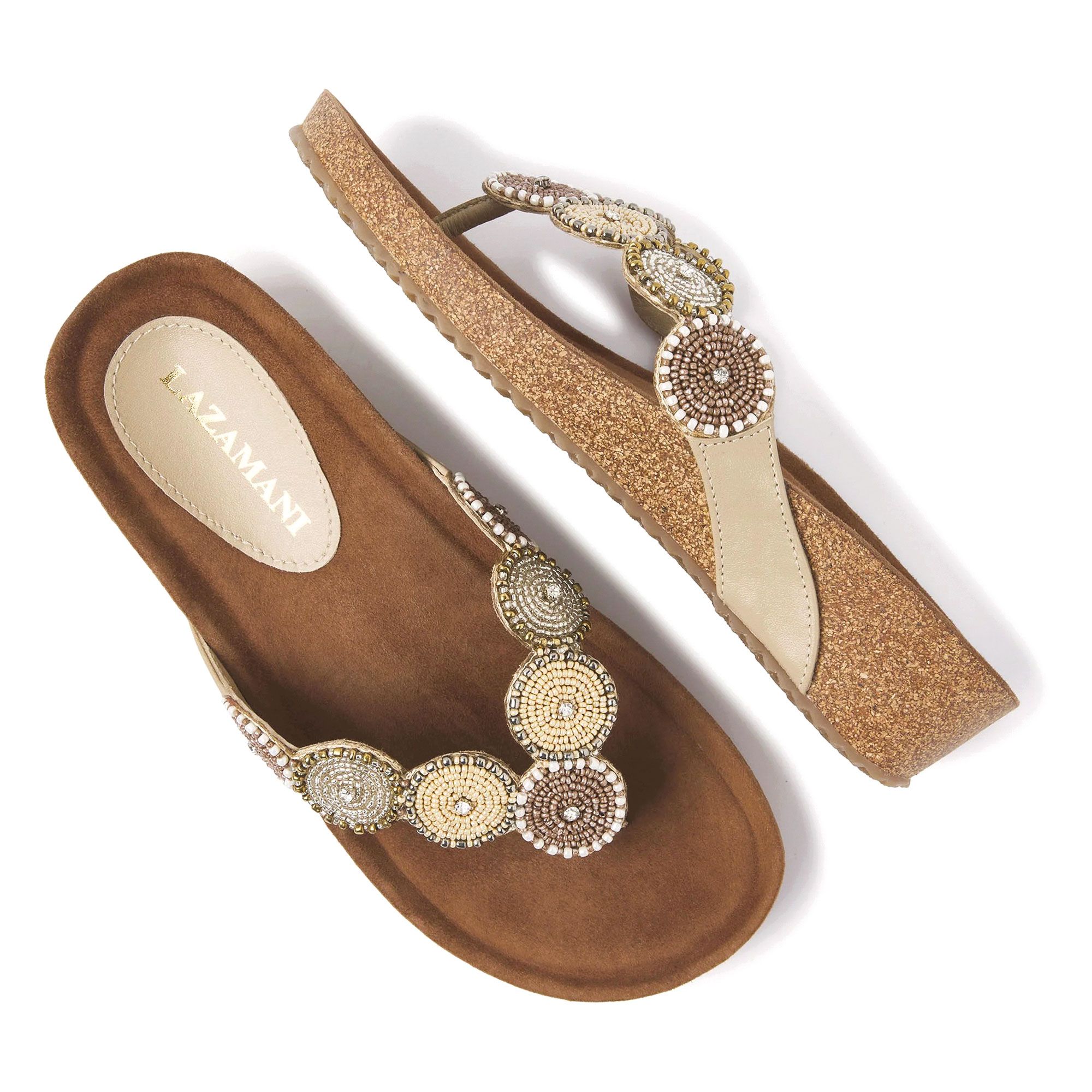 Lazamani Wedge Beads Teenslippers Dames