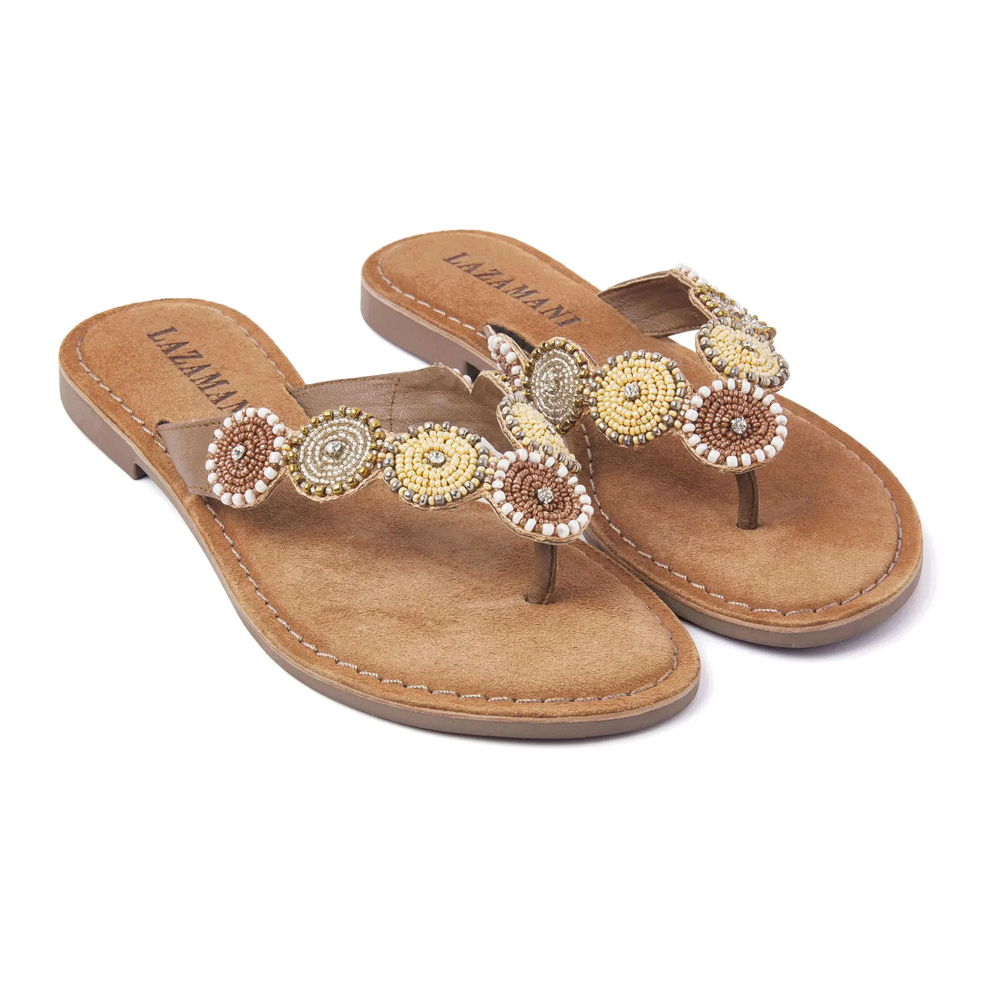 Lazamani Rounds Beads Teenslippers Dames | Plutosport