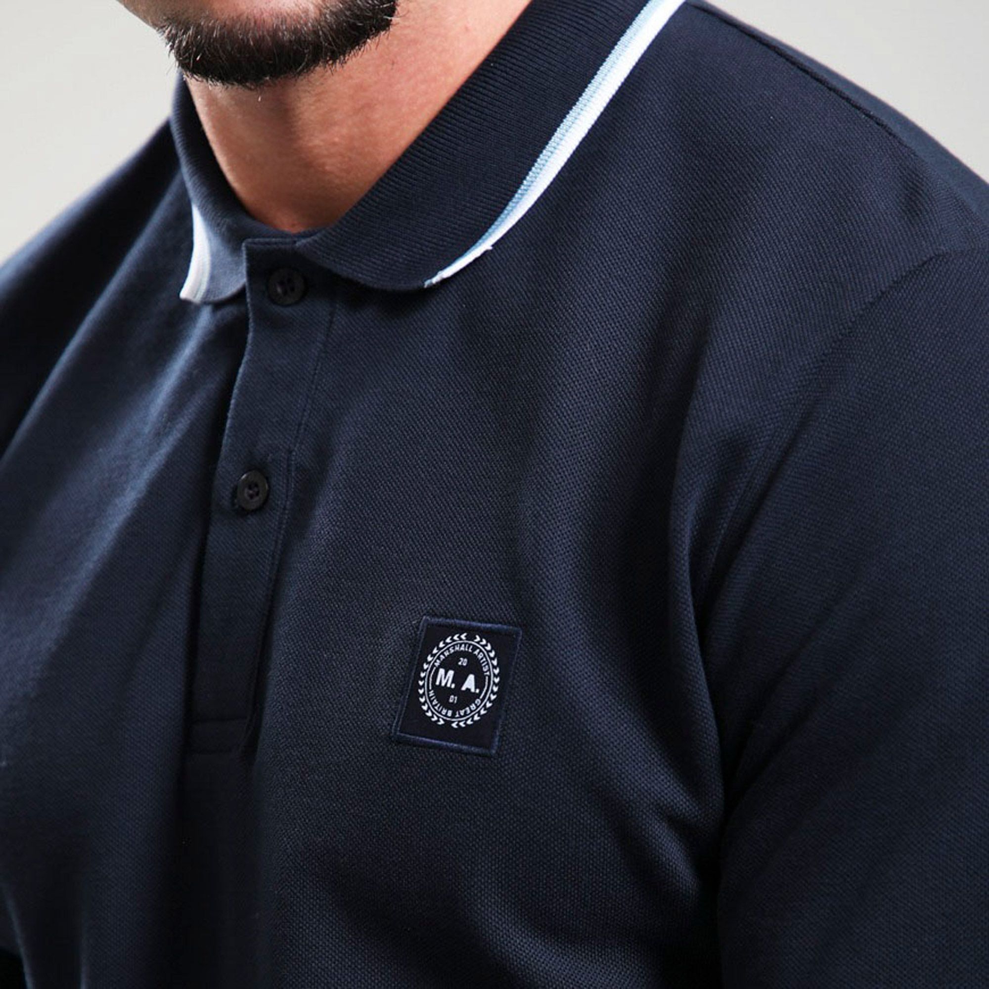 Marshall Artist Siren Longsleeve Tipped Polo Heren