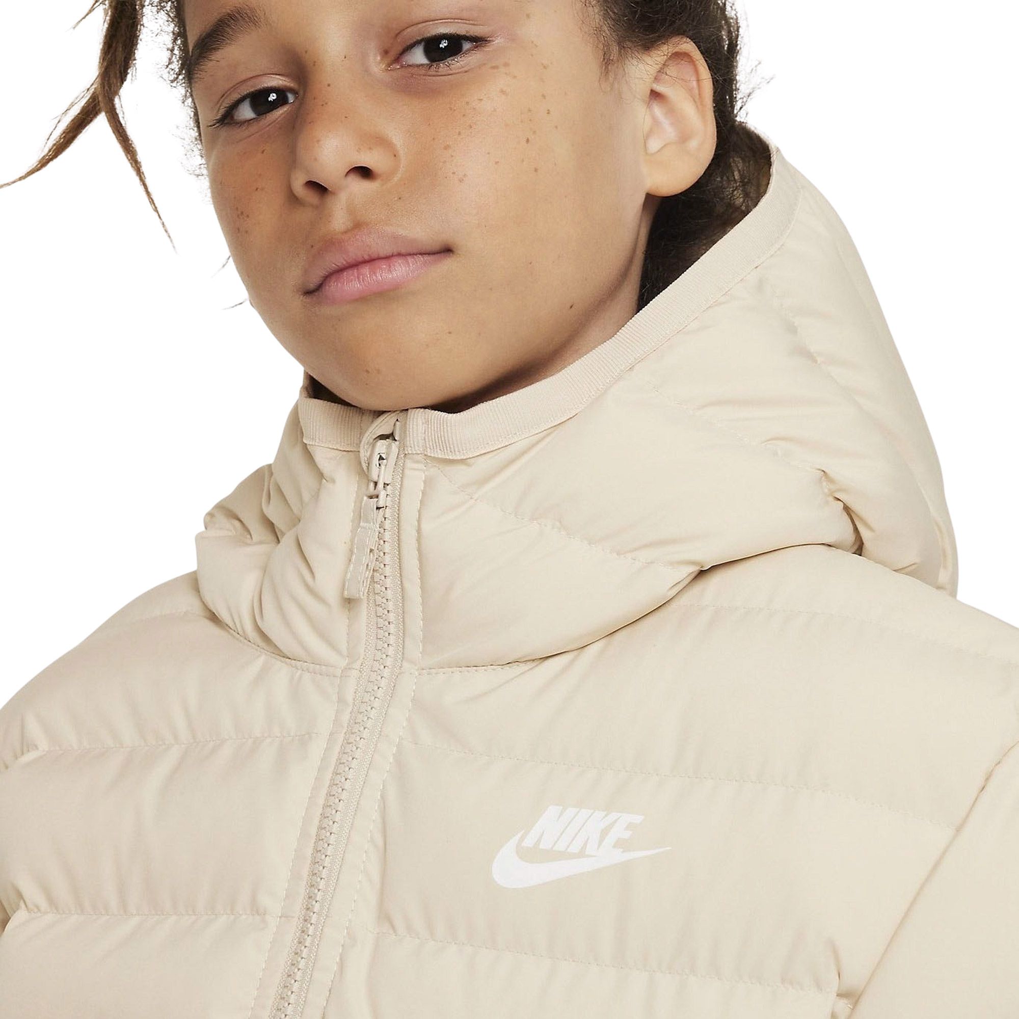 nike cream high neck padded jacket