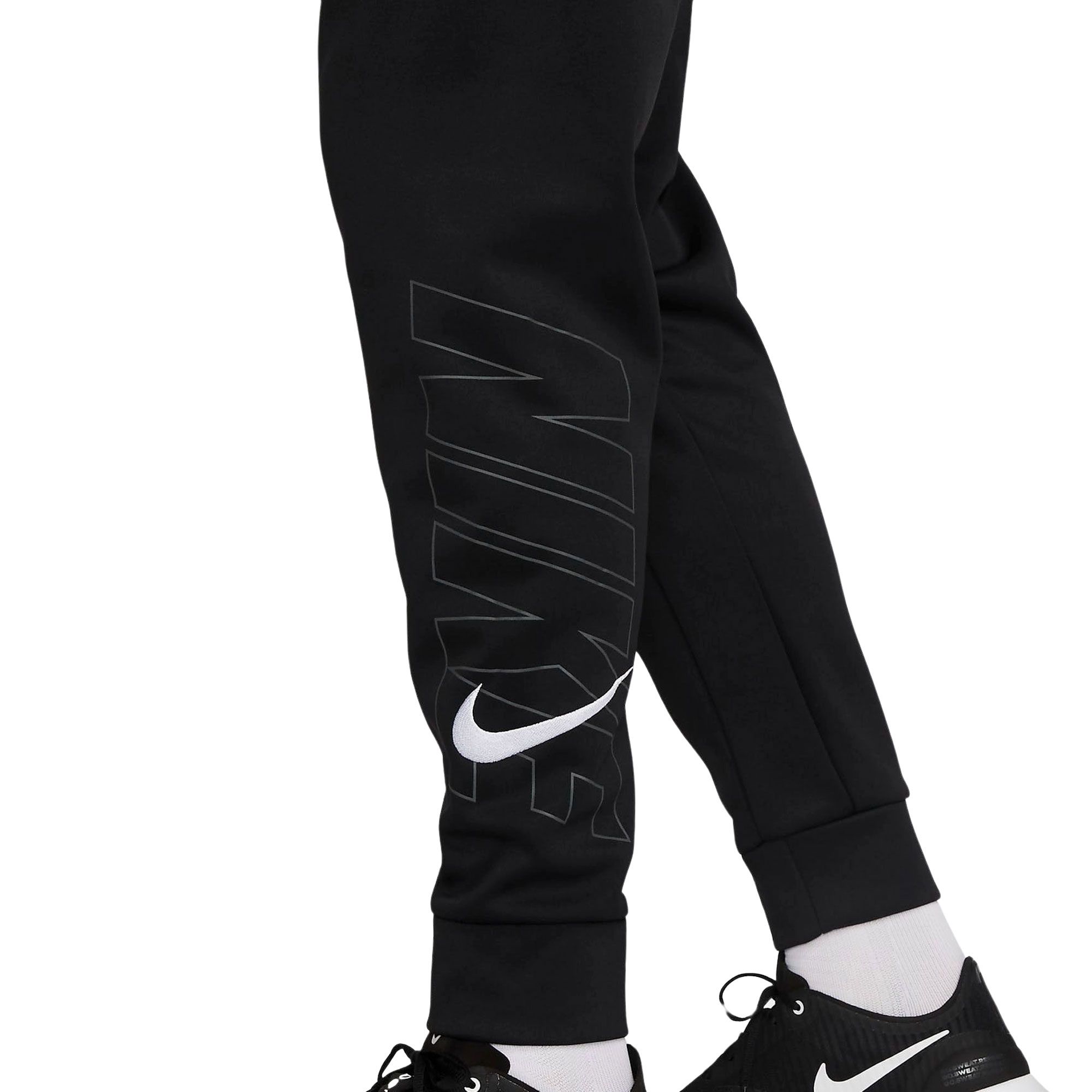 nike training tall therma tapered joggers in black