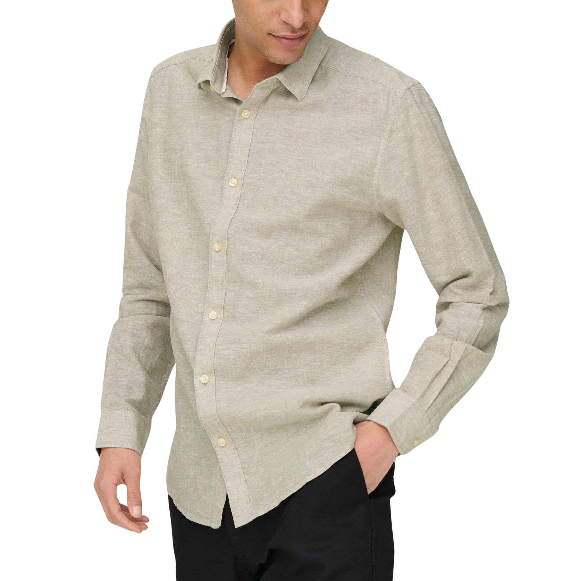 Only & Sons Caiden LS Solid Linnen Overhemd Heren