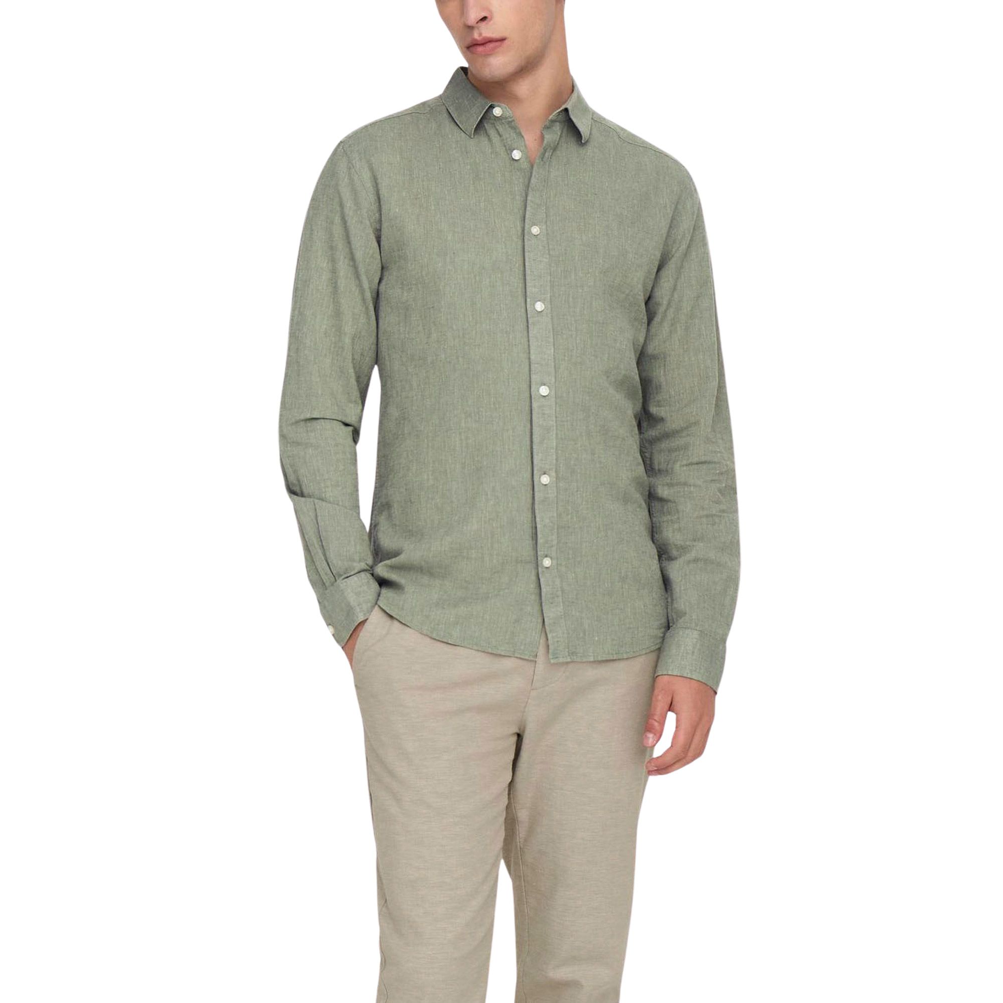 Only & Sons Caiden LS Solid Linnen Overhemd Heren