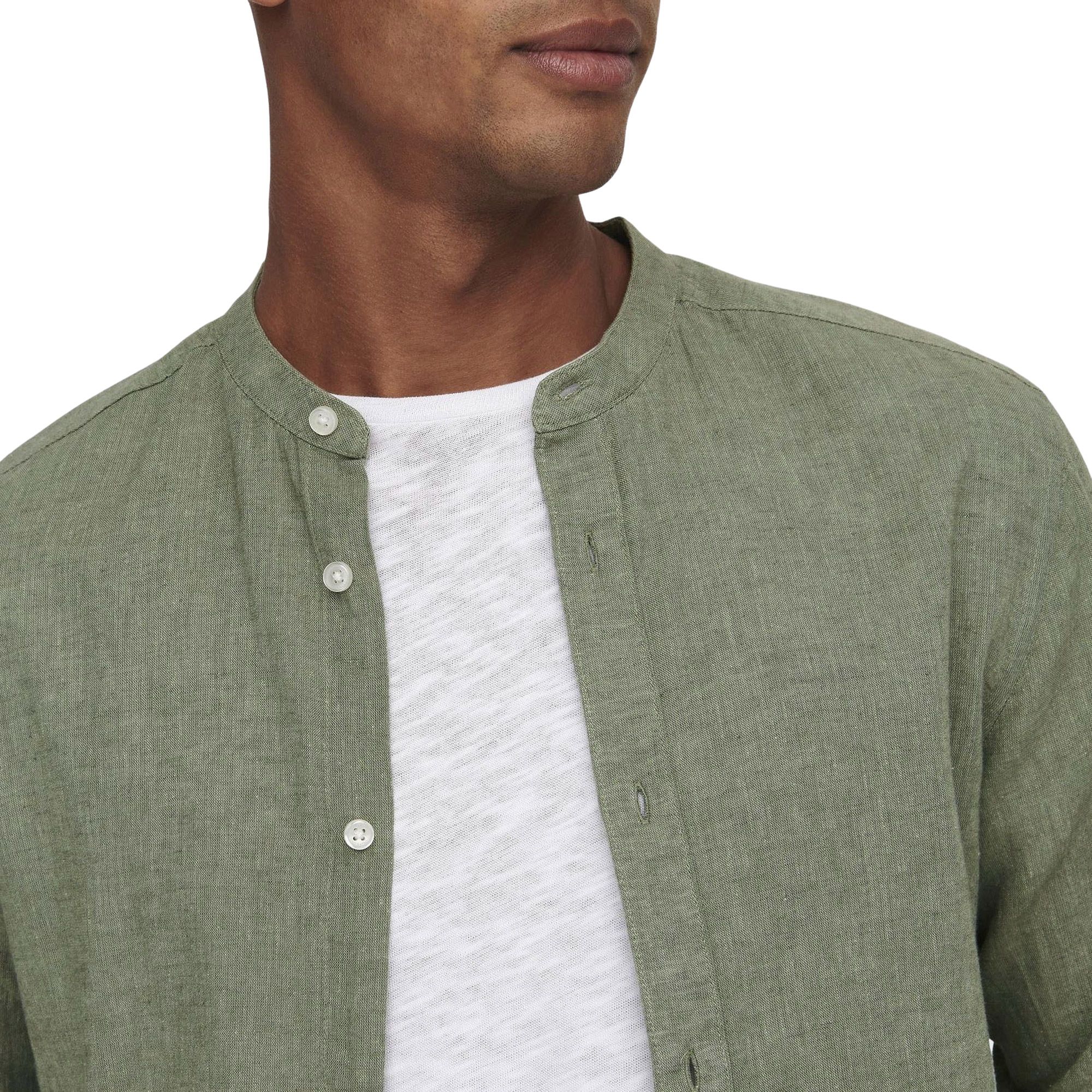 Only & Sons Caiden LS Solid Linen Mao Casual Herrenshirt
