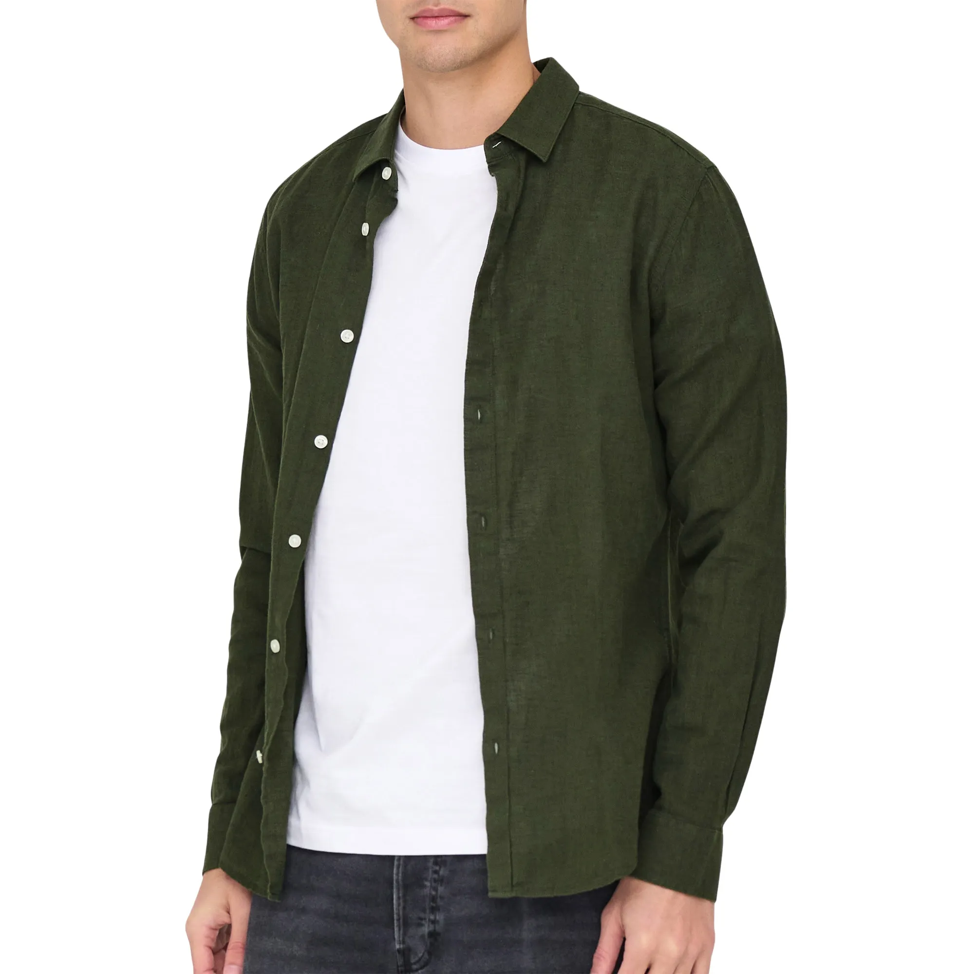 Only & Sons Caiden LS Solid Linnen Overhemd Heren