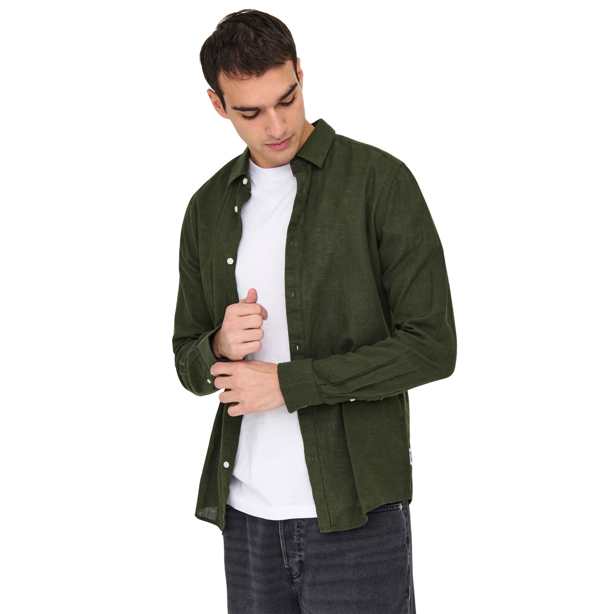 Only & Sons Caiden LS Solid Linnen Overhemd Heren