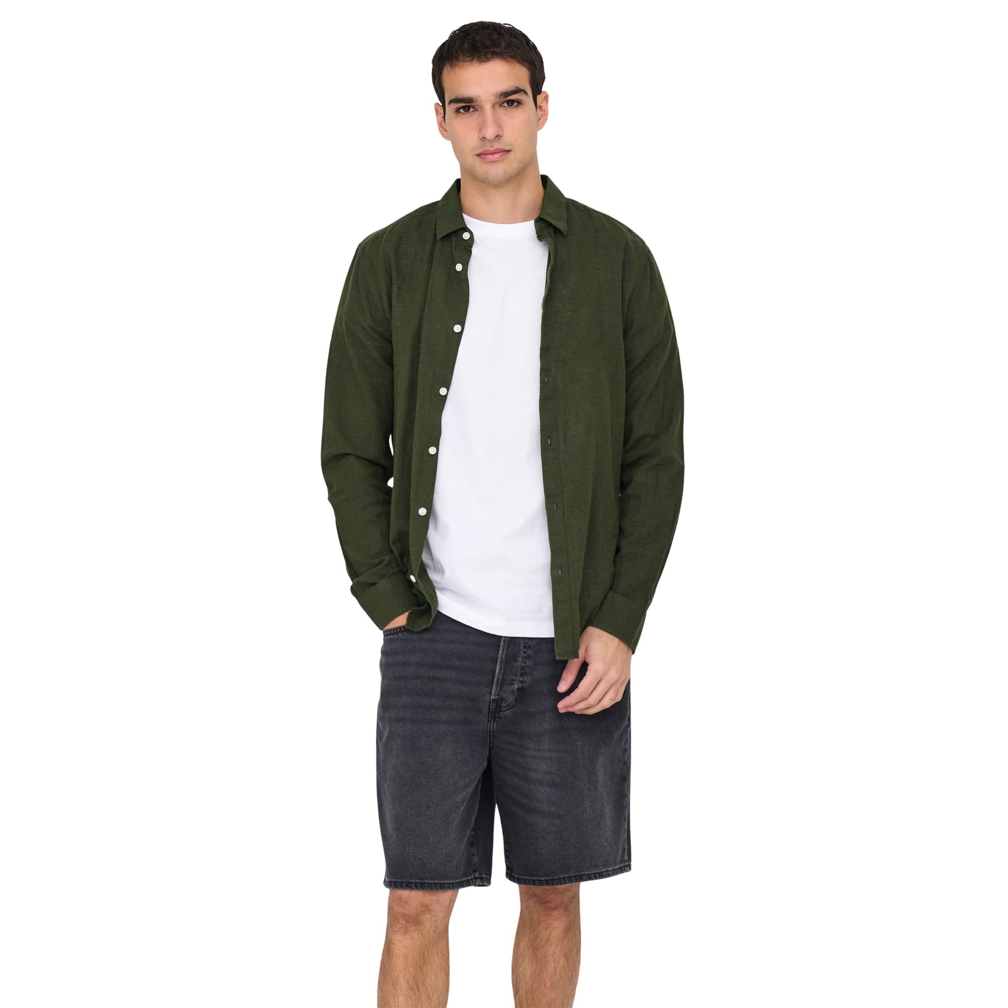 Only & Sons Caiden LS Solid Linnen Overhemd Heren