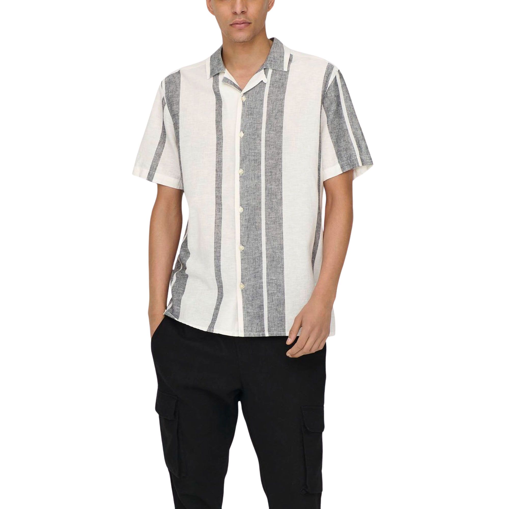 Only & Sons Caiden Stripe Linnen Overhemd Heren