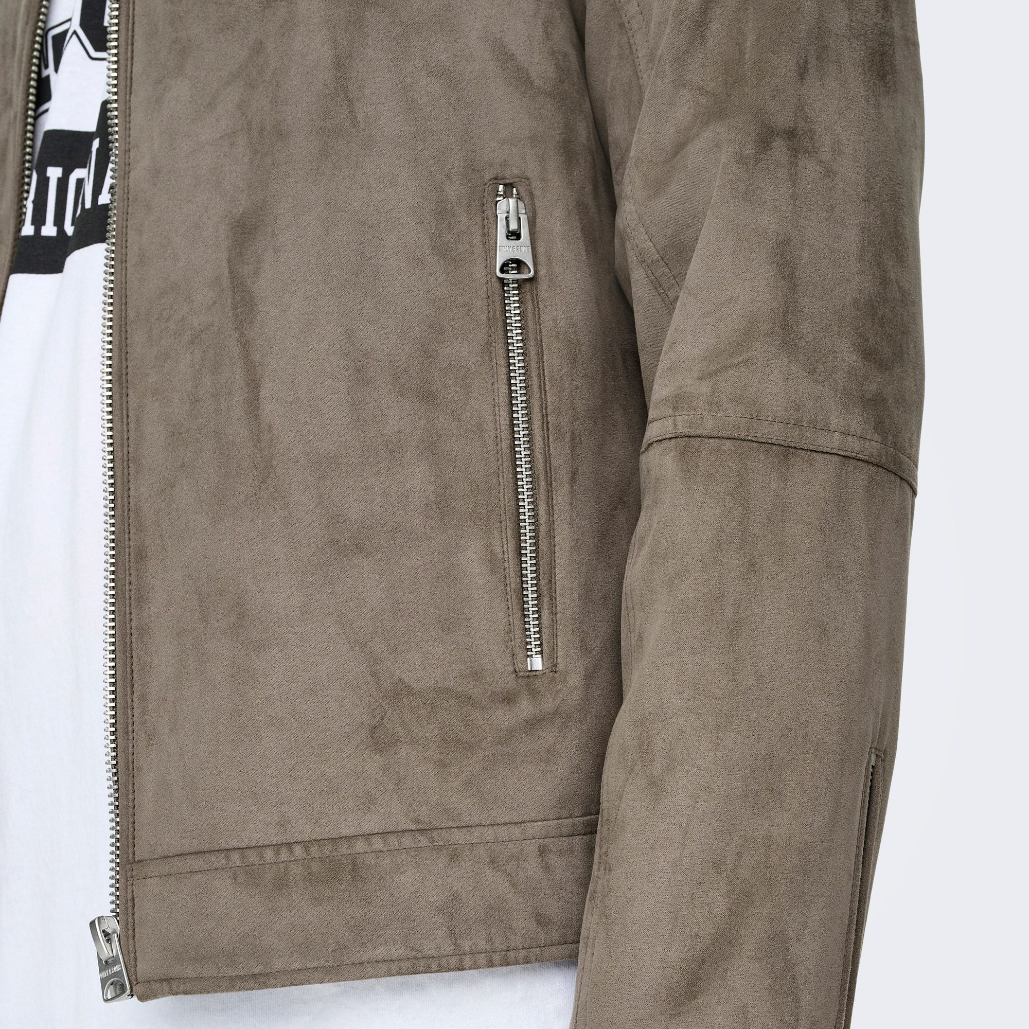 Seul & Sons Gus Faux Suede Racer Jas Heren
