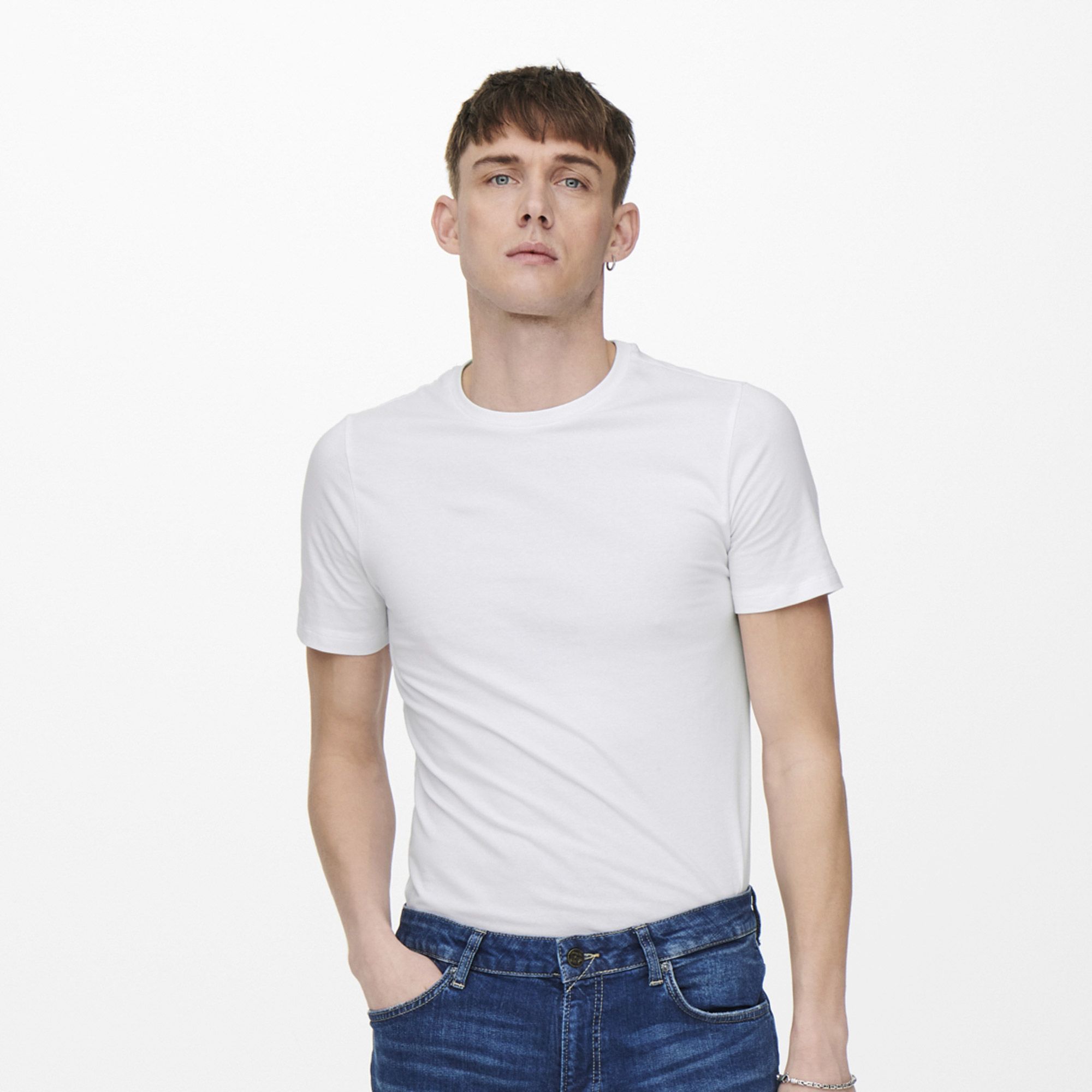Only & Sons Basic Slim Crew Shirt Heren (2-pack)