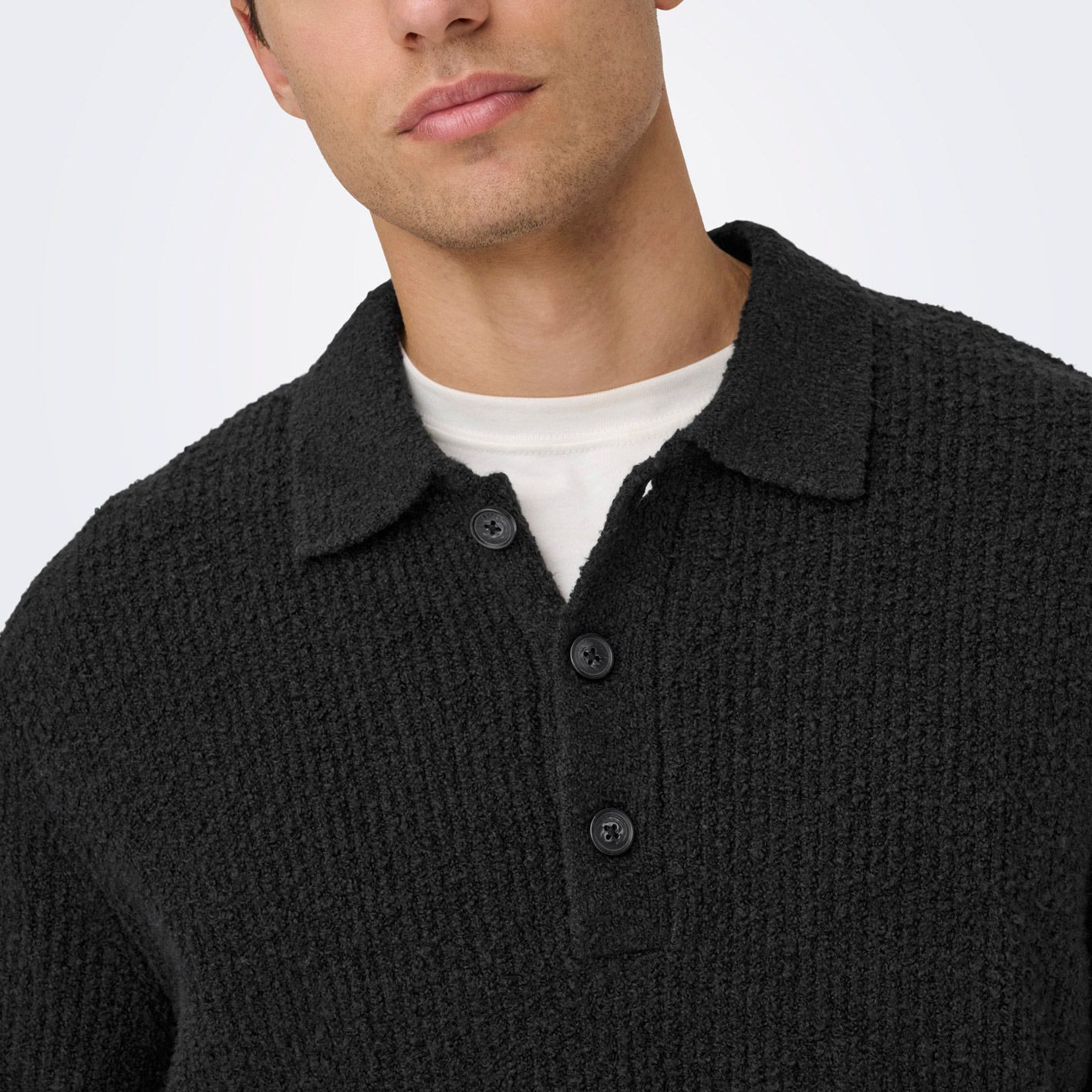 Pull Only & Sons Dale LS Polo Knit Hommes