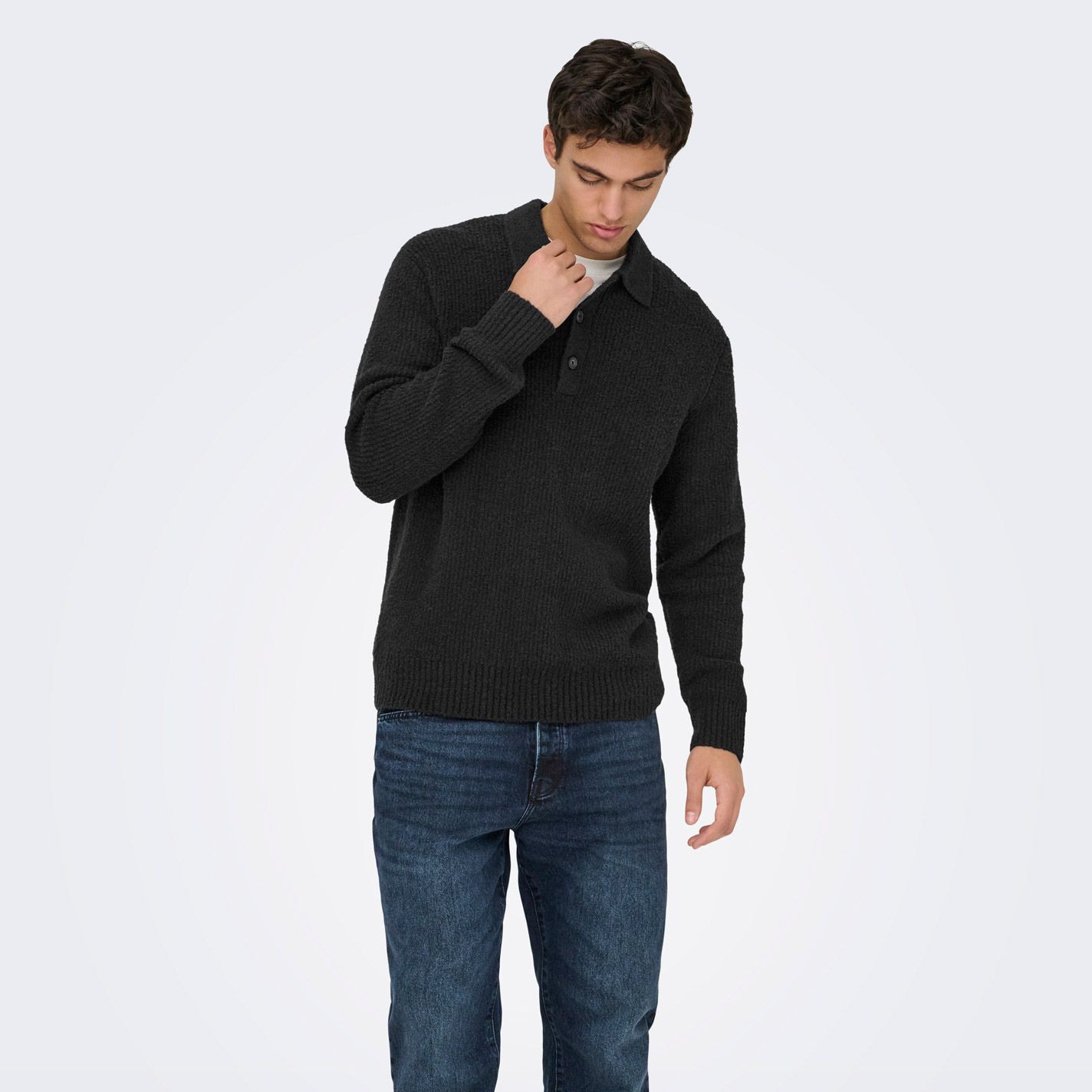 Pull Only & Sons Dale LS Polo Knit Hommes