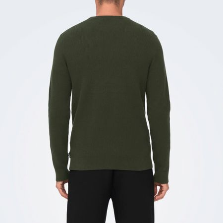 ONLY & SONS Gebreide Trui Heren - Effen Donker Navy, Maat L, Hoge Kraag