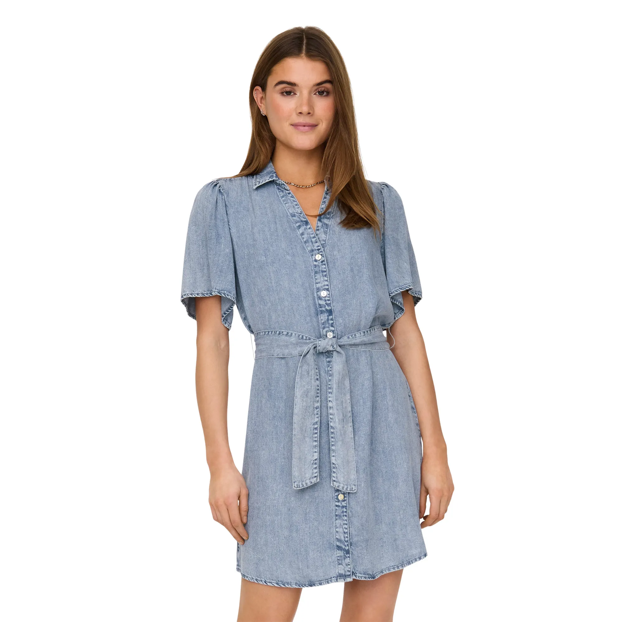 Only Helena Belted Denim Jurk Dames
