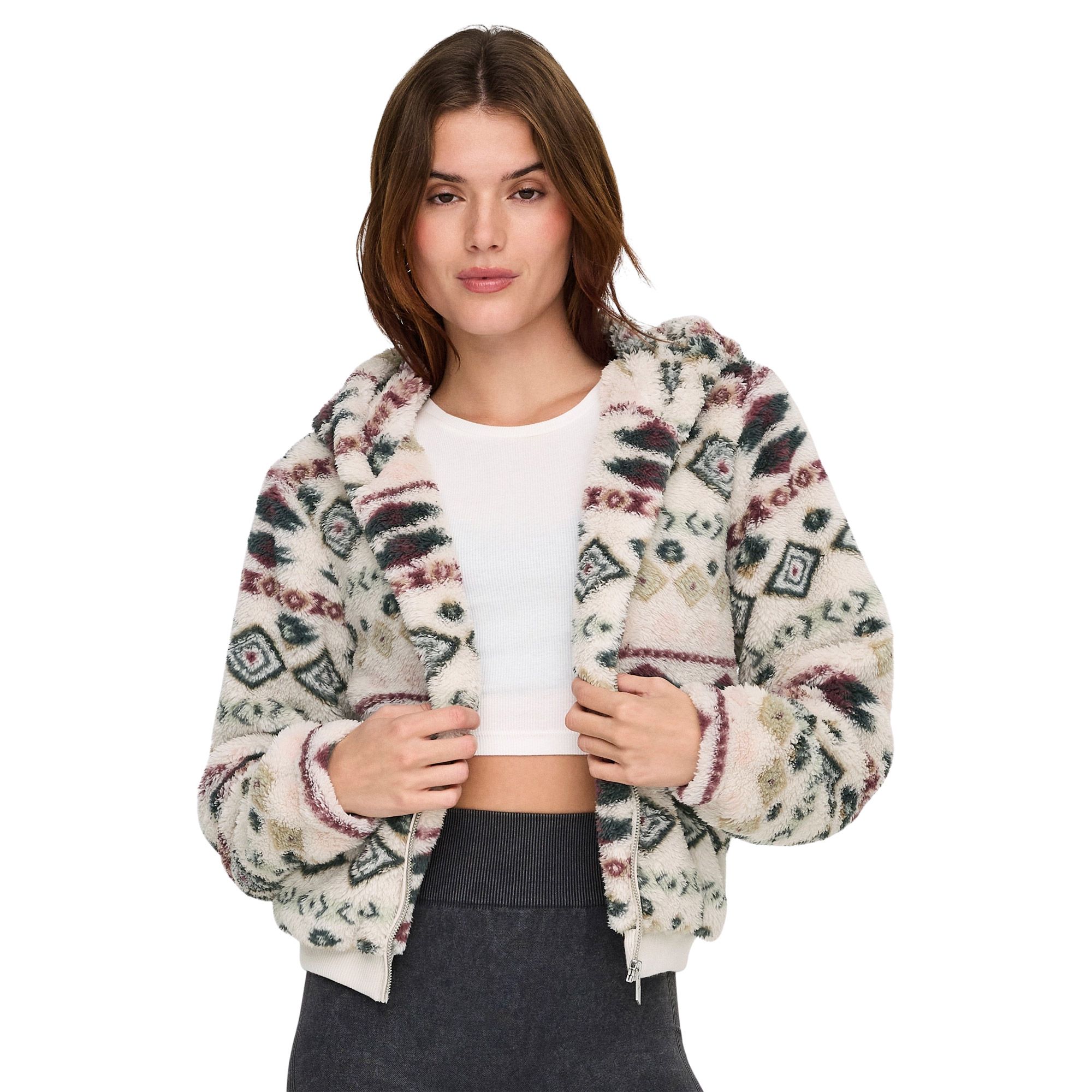 Veste polaire Only Anna Contact AOP Hooded Femmes