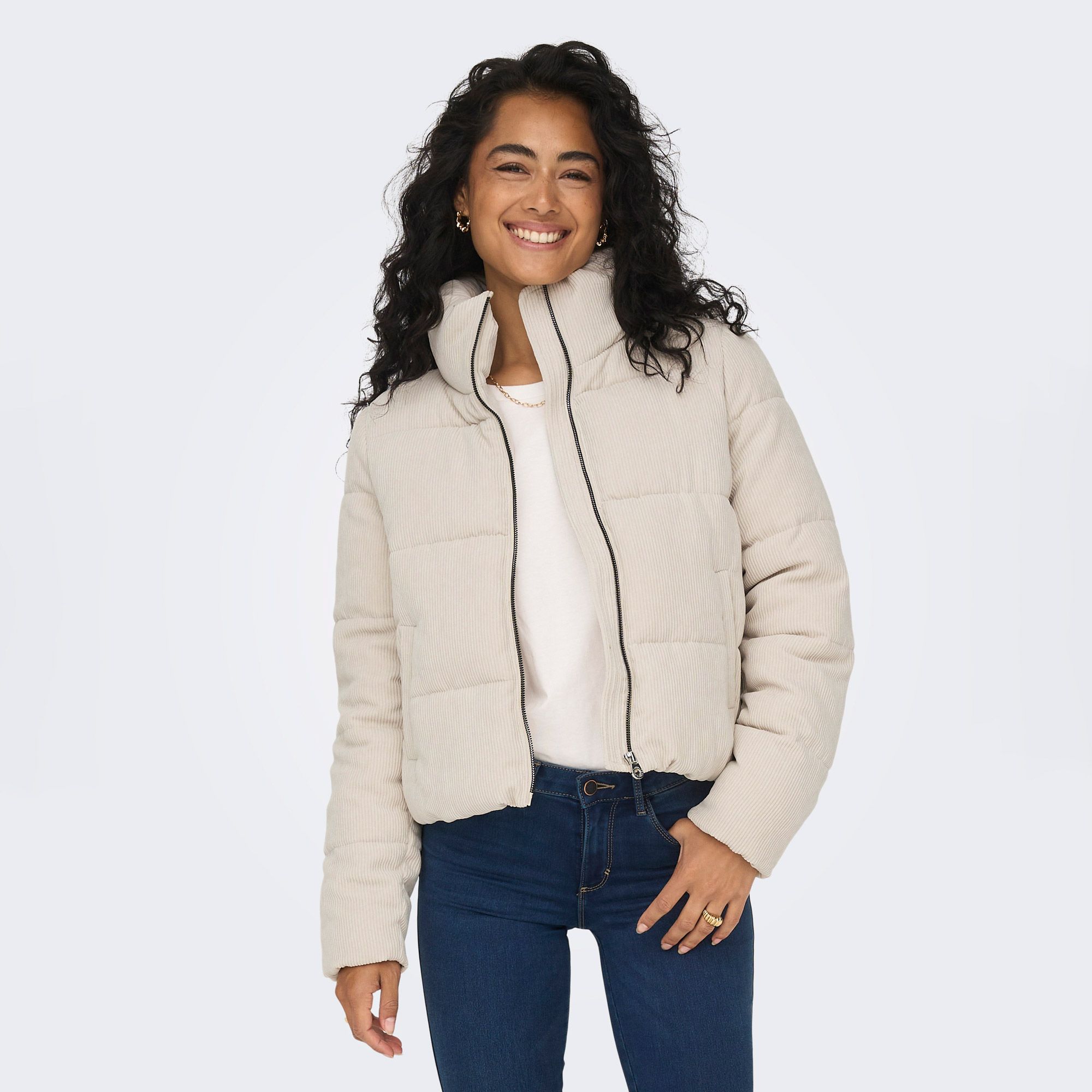 Only New Dolly Corduroy Puffer Winterjas Dames 