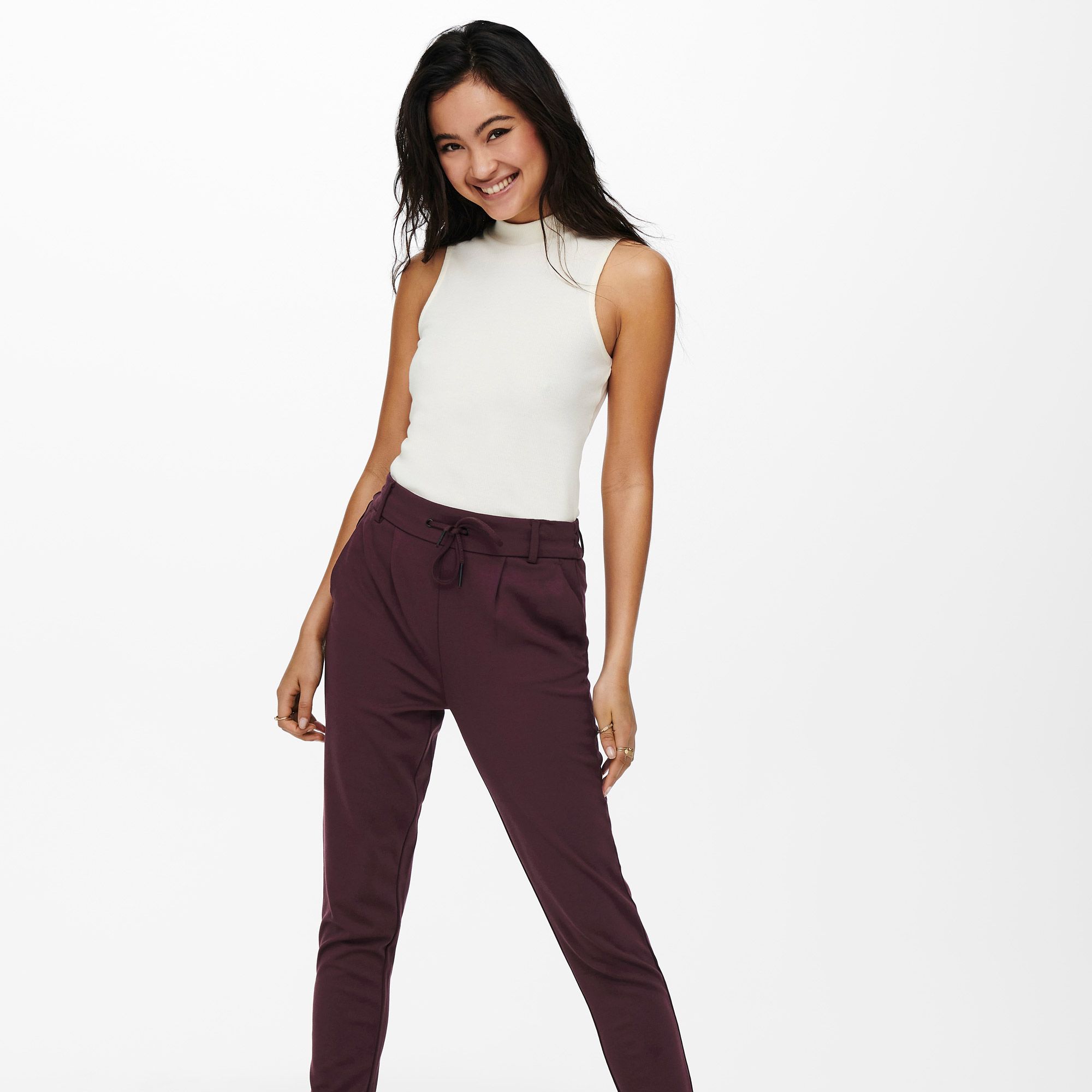 ONLY mid rise straight leg pants in black