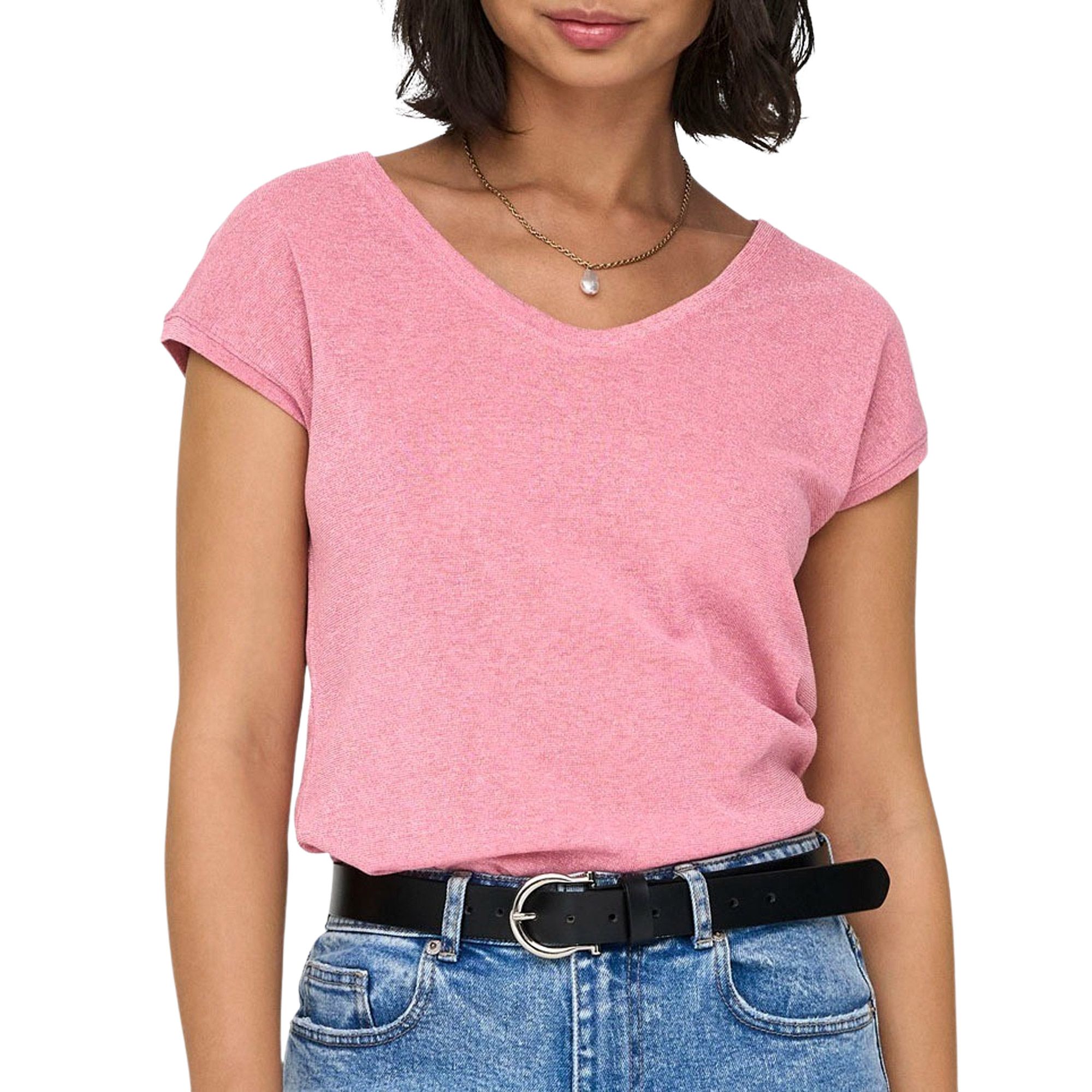 Only Silvery V-neck Loose Shirt Dames