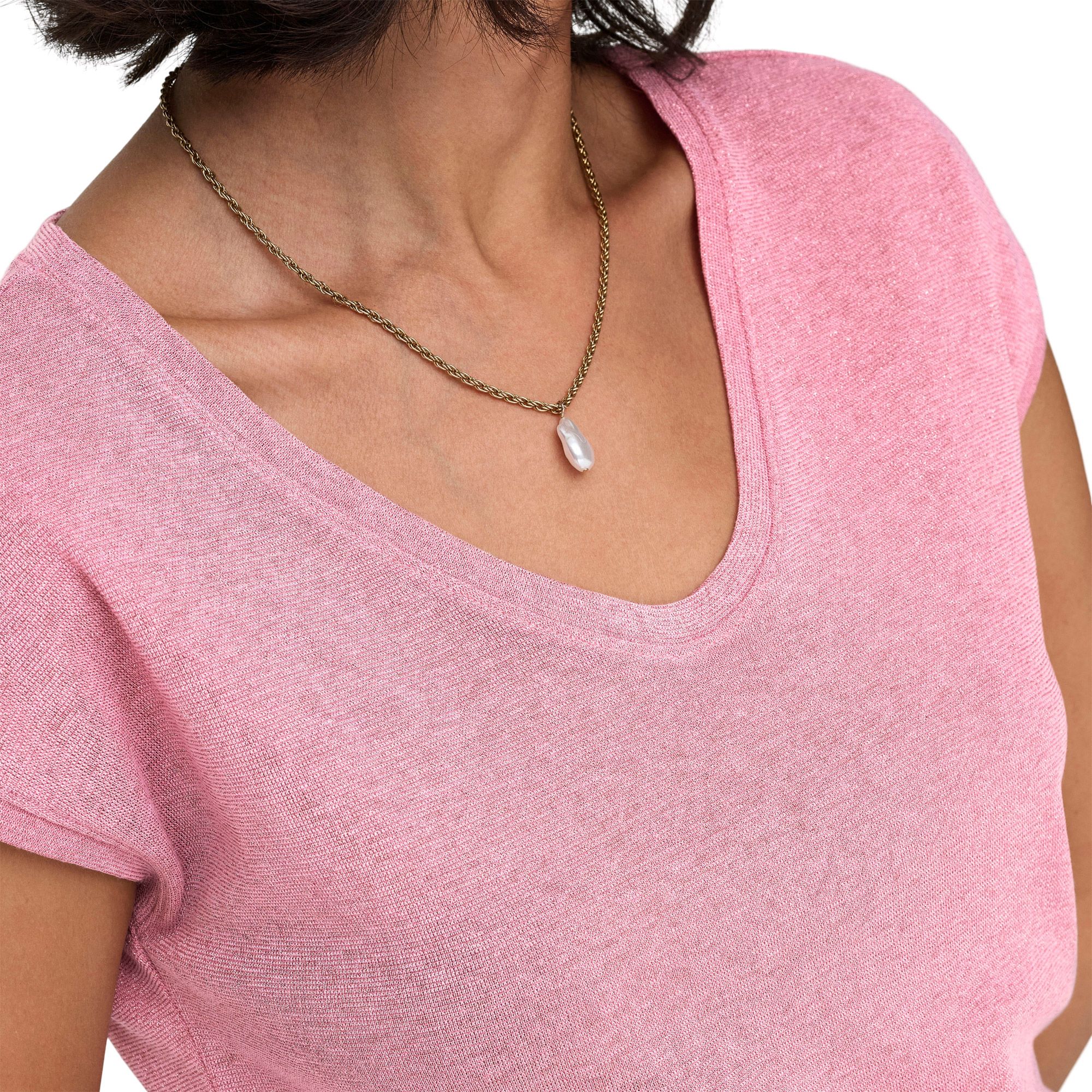 Only Silvery V-neck Loose Shirt Dames