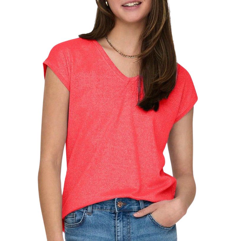 Only Silvery V-neck Loose Shirt Dames