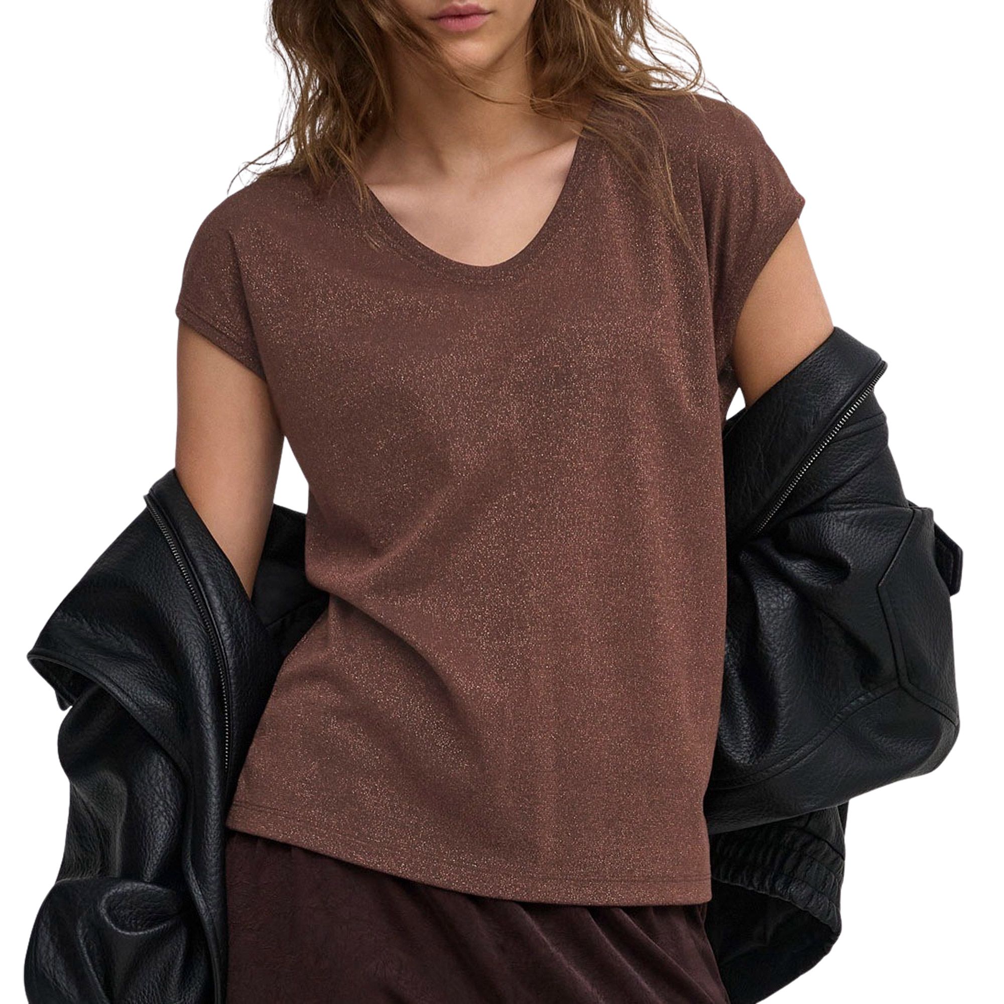 T-shirt Only Silvery V-neck Loose Femmes