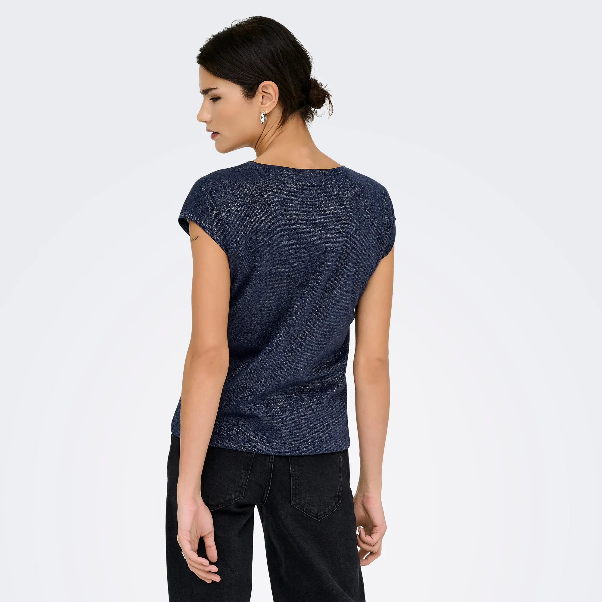 Only Silvery V-neck Loose Shirt Dames