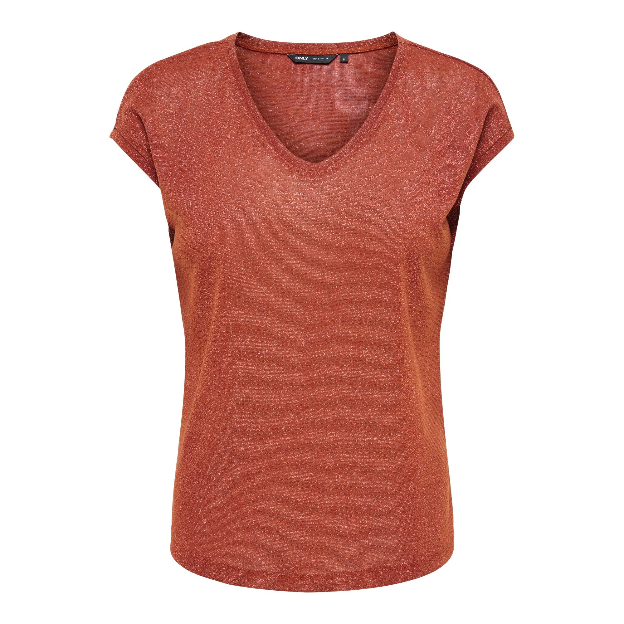 T-shirt Only Silvery V-neck Loose Femmes
