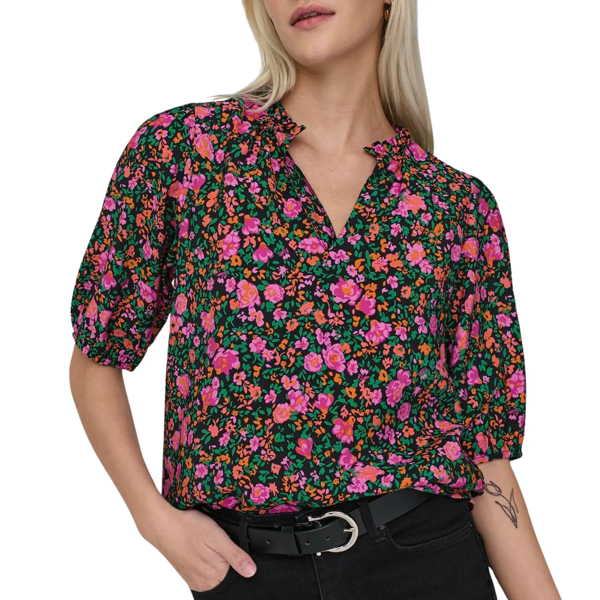 Only Sabrina 2/4 V-Neck Top Dames