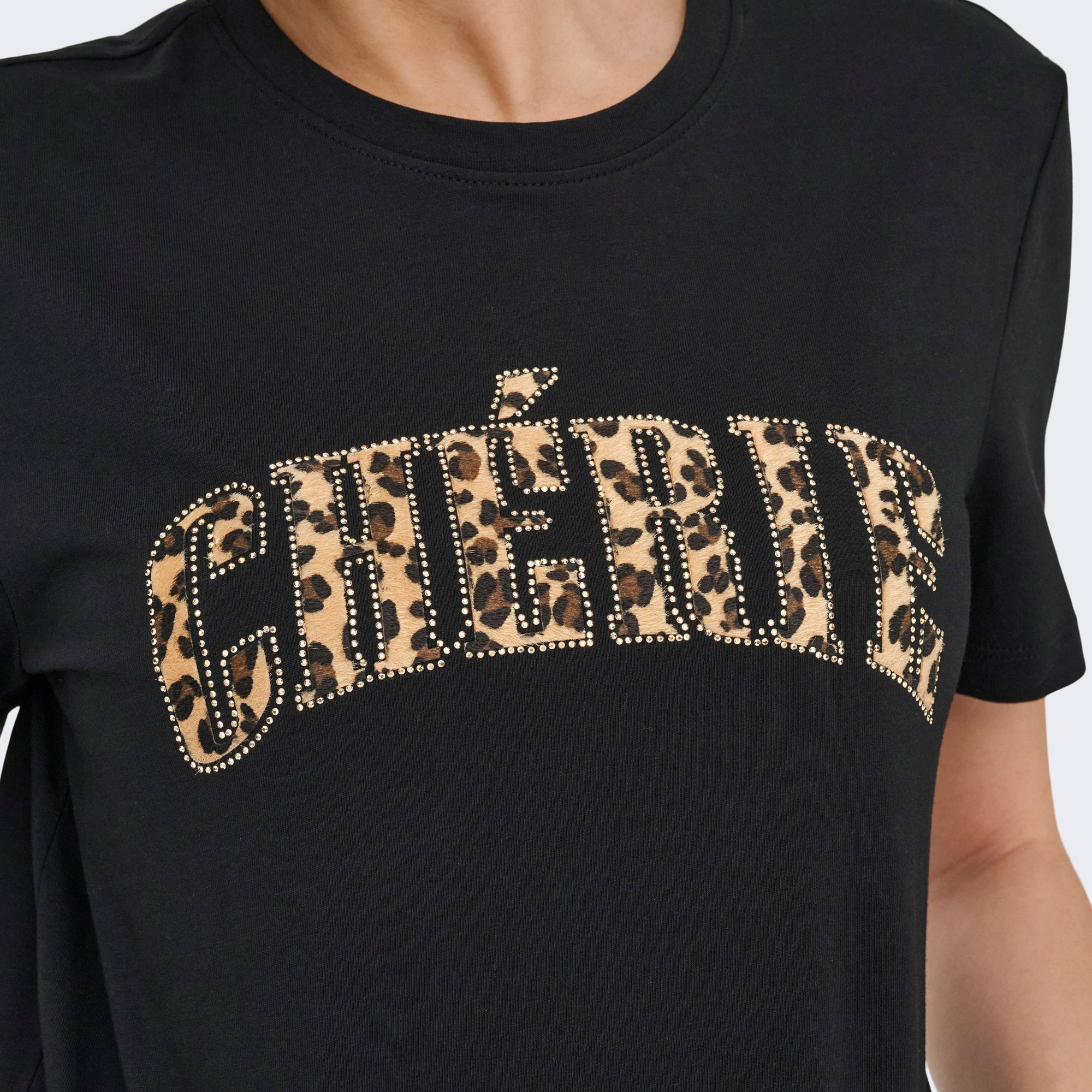 Only Ditte Life Rhnstn SS Animal T-shirt Damen