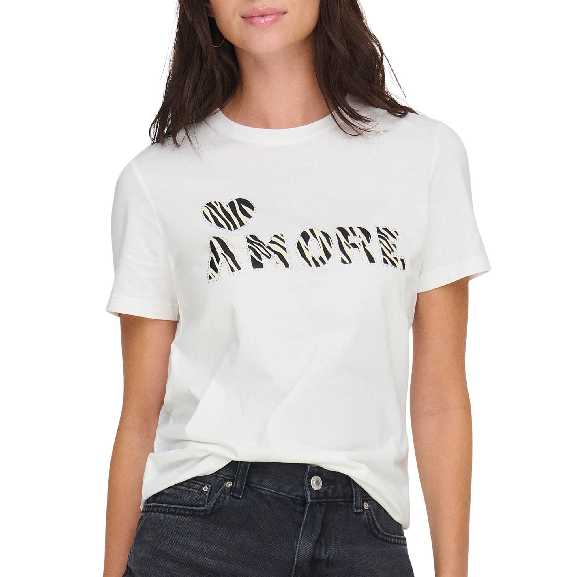 Only Ditte Life Rhnstn SS Animal T-shirt Dames