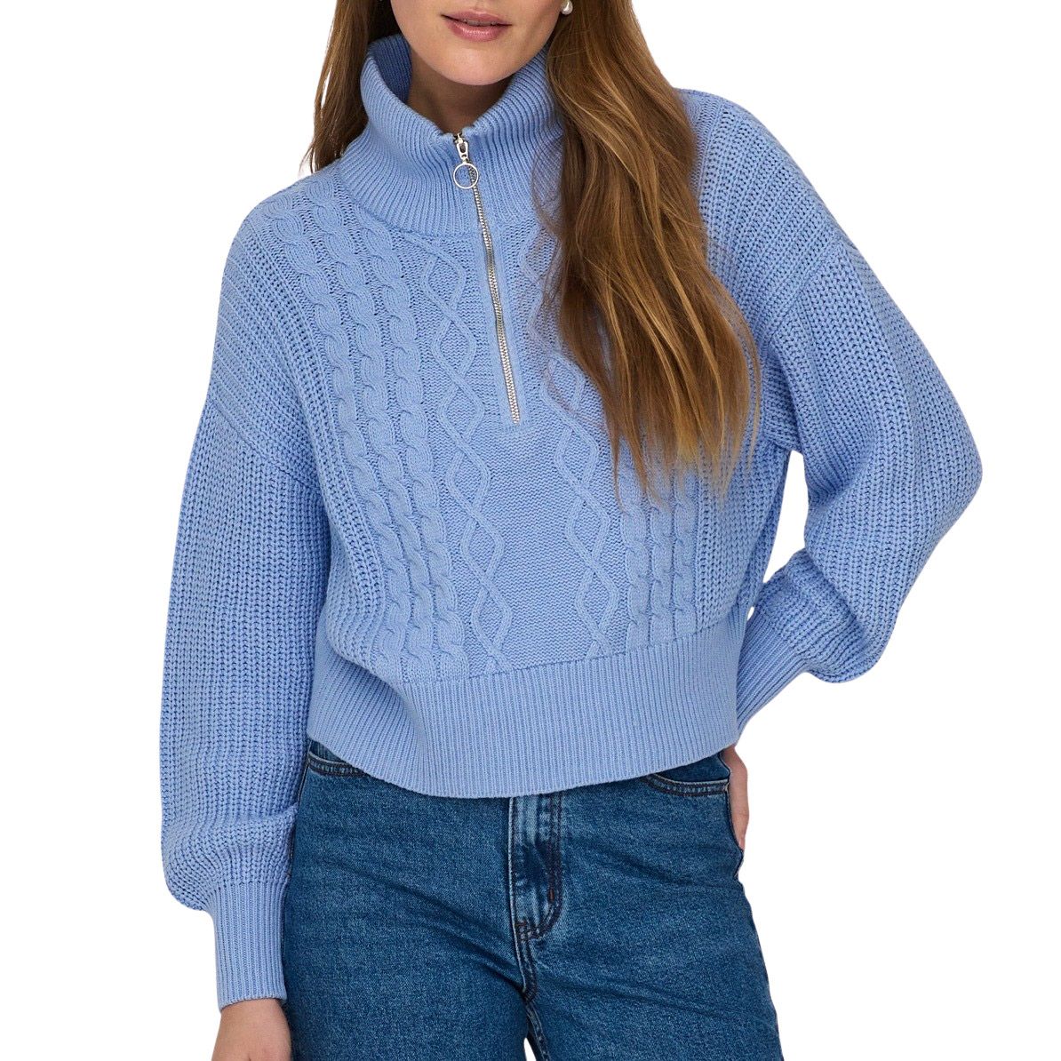 Only Doritta LS Cable Zip Knit Tui Dames