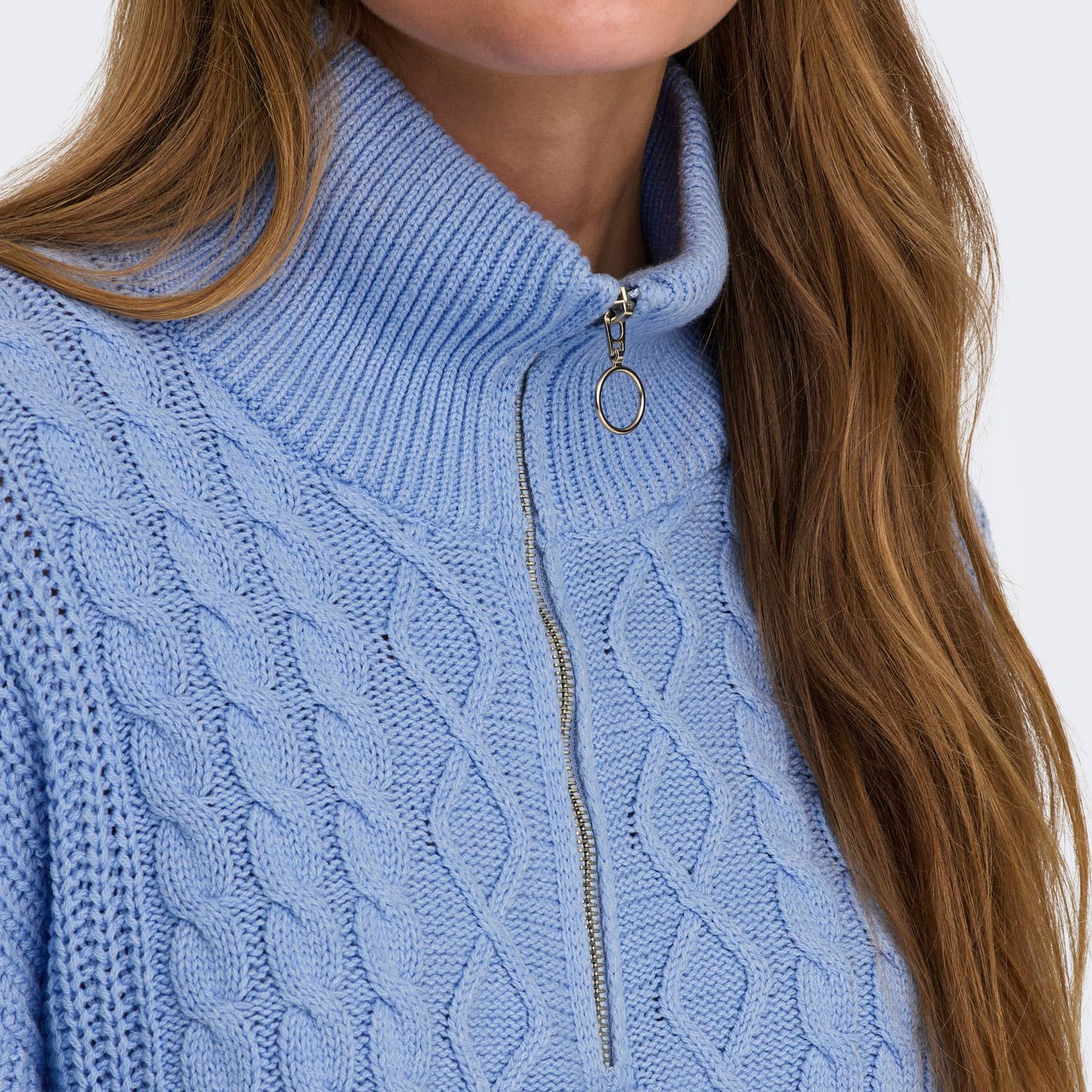 Only Doritta LS Cable Zip Knit Tui Dames