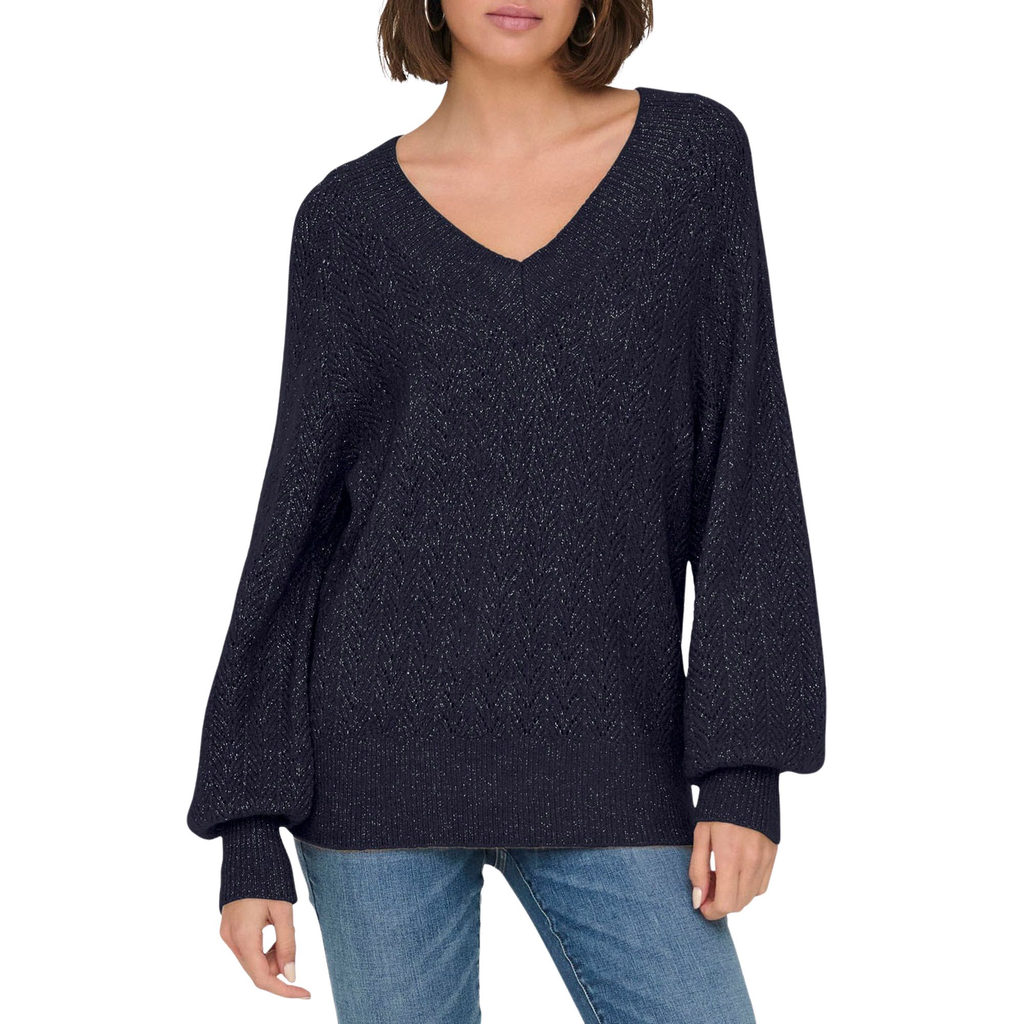 Only Lucilla Glitter V-neck Knitted Sweater Dames