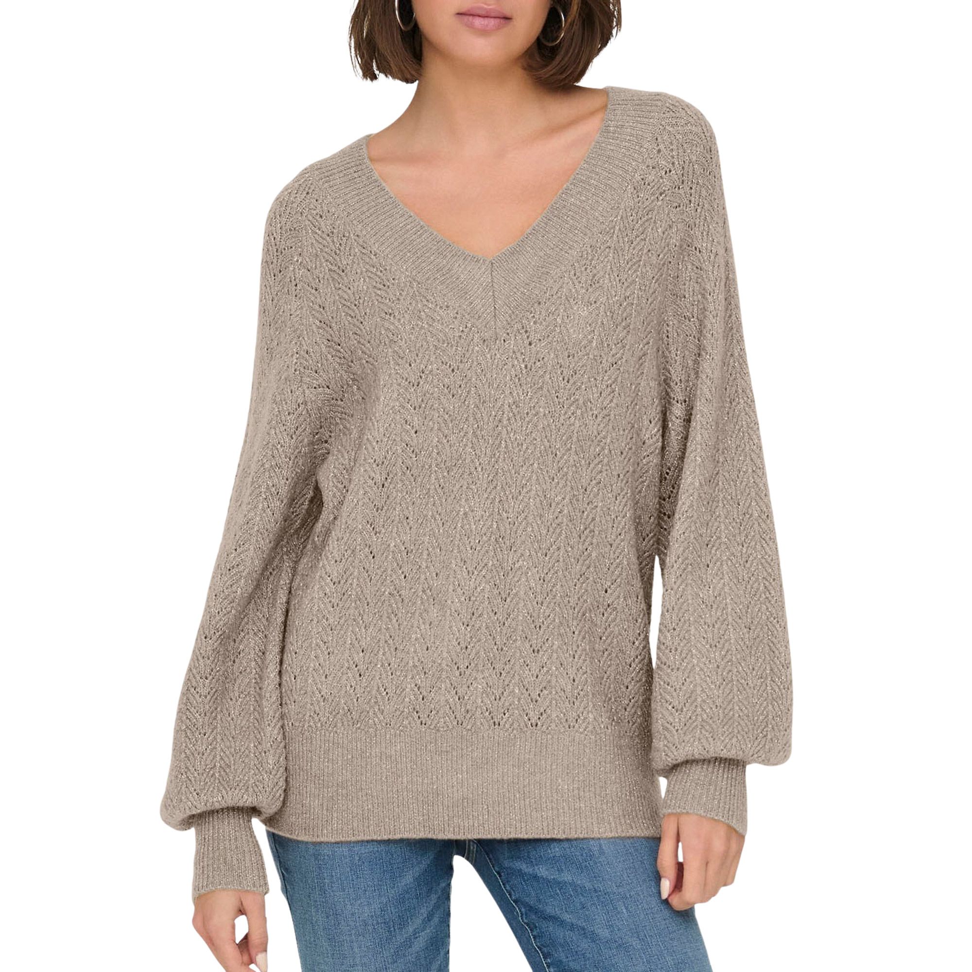Only Lucilla Glitter V-neck Knitted Sweater Dames