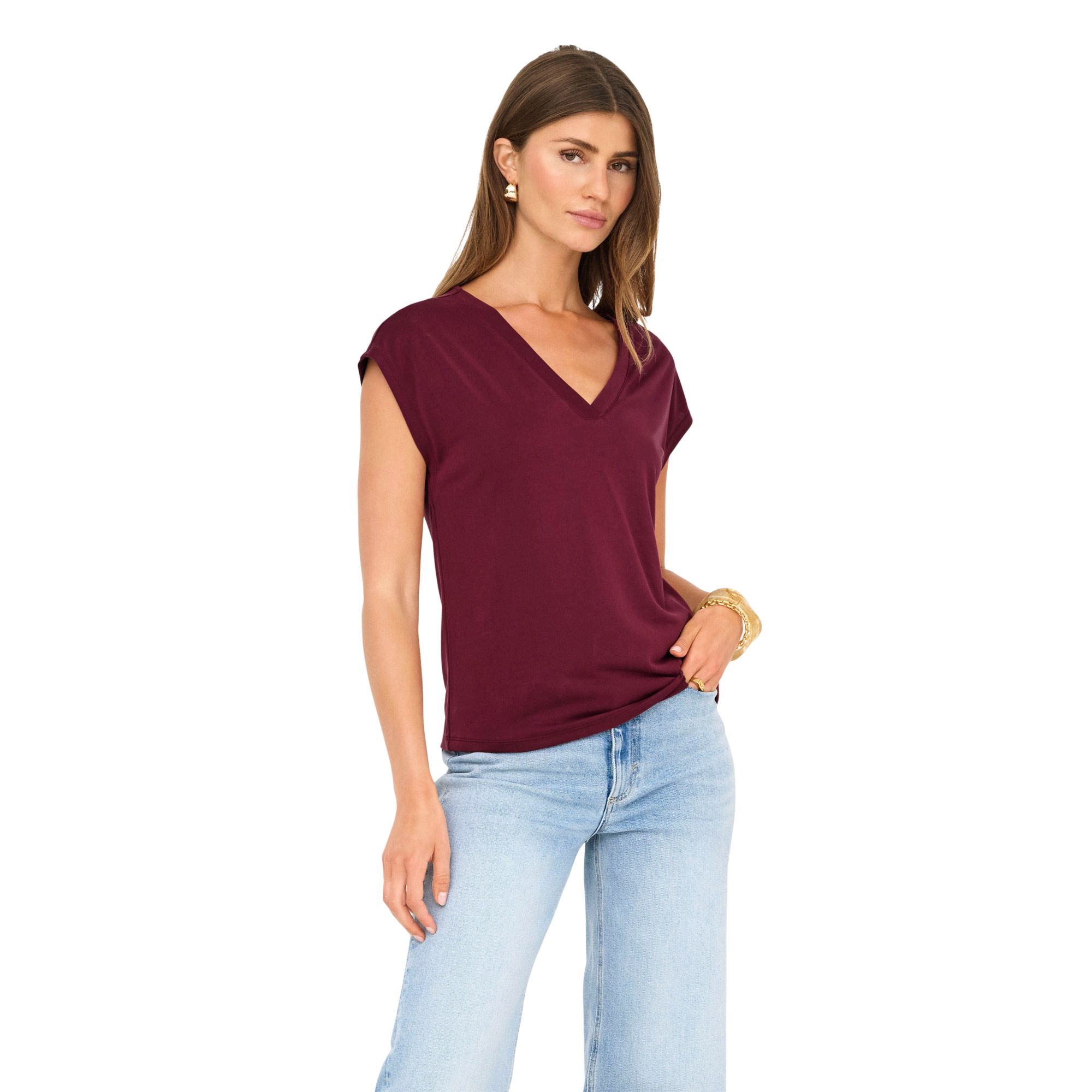 Only Free S/S V-Neck Top Damen