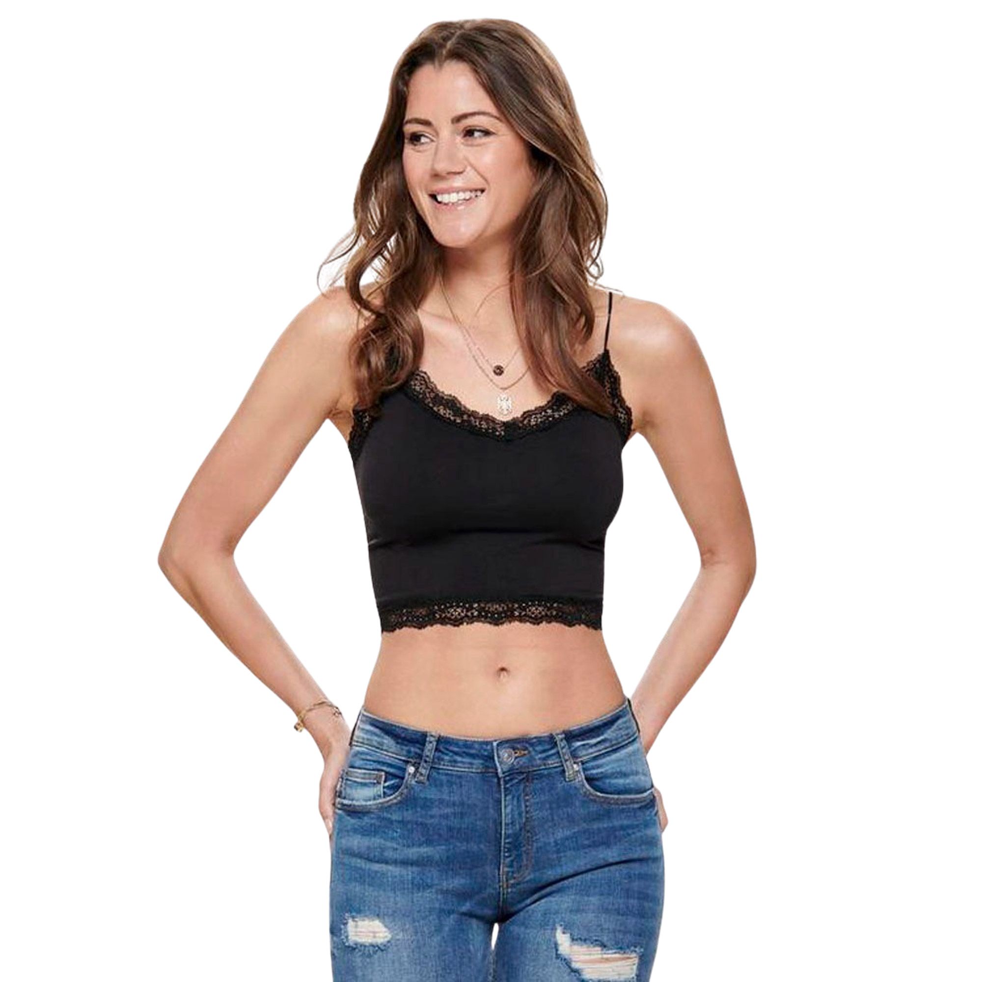 Only Vicky Lace Seamless Cropped Top Dames