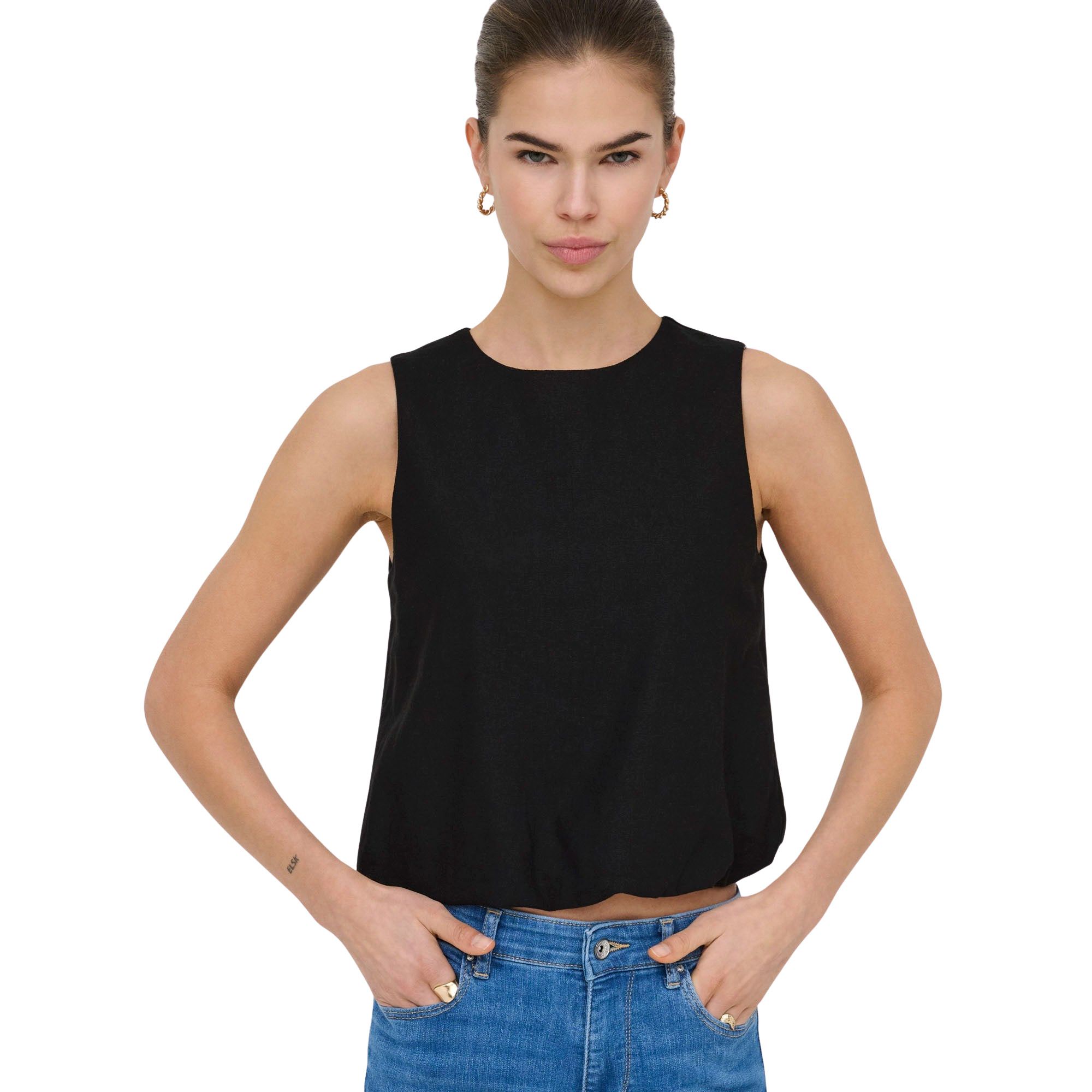 Only Goa Balon Linen Top Dames