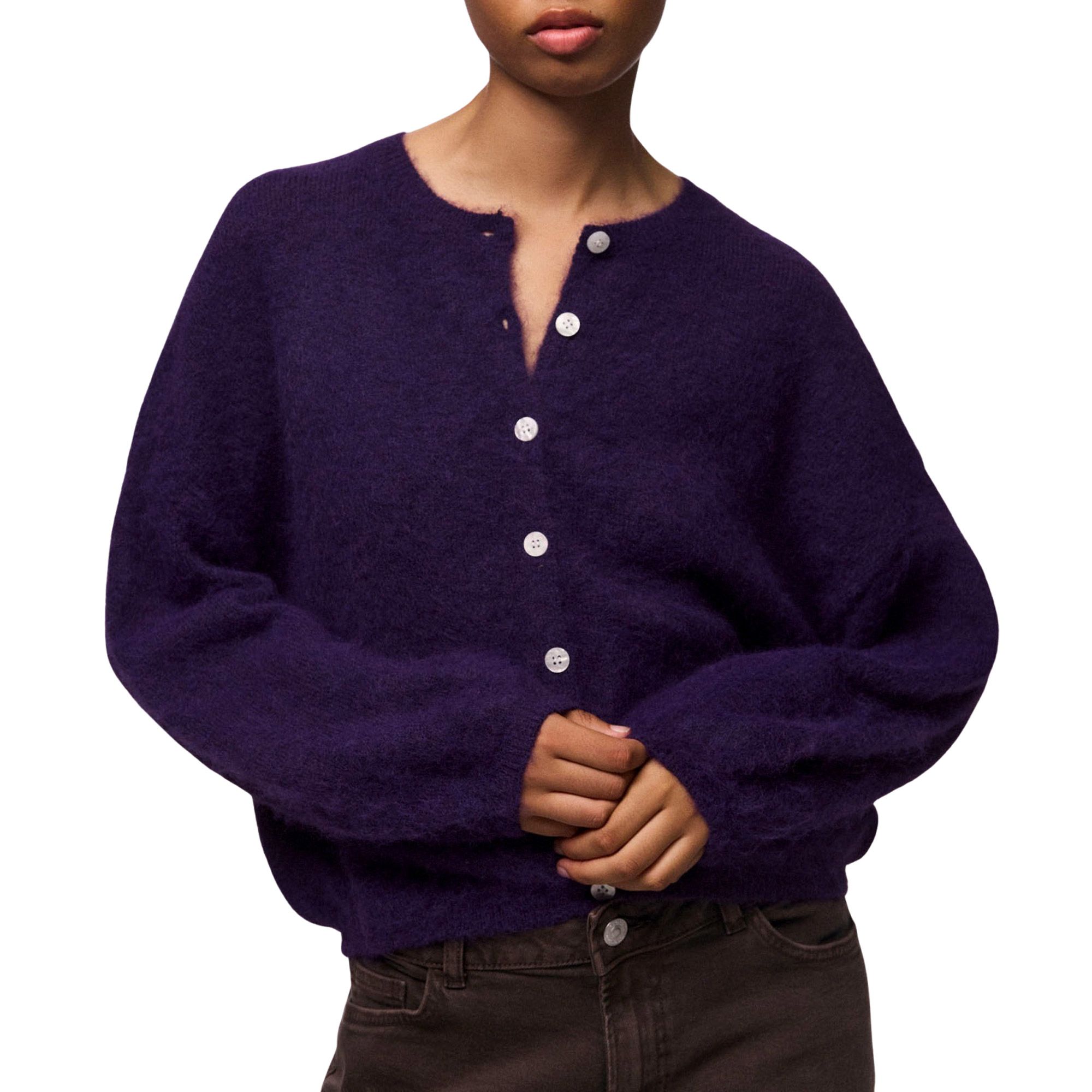 Pieces Vest Pcallie Ls O-neck Knit Cardigan Mwa 17166423 Acai/melange Dames Maat - XL