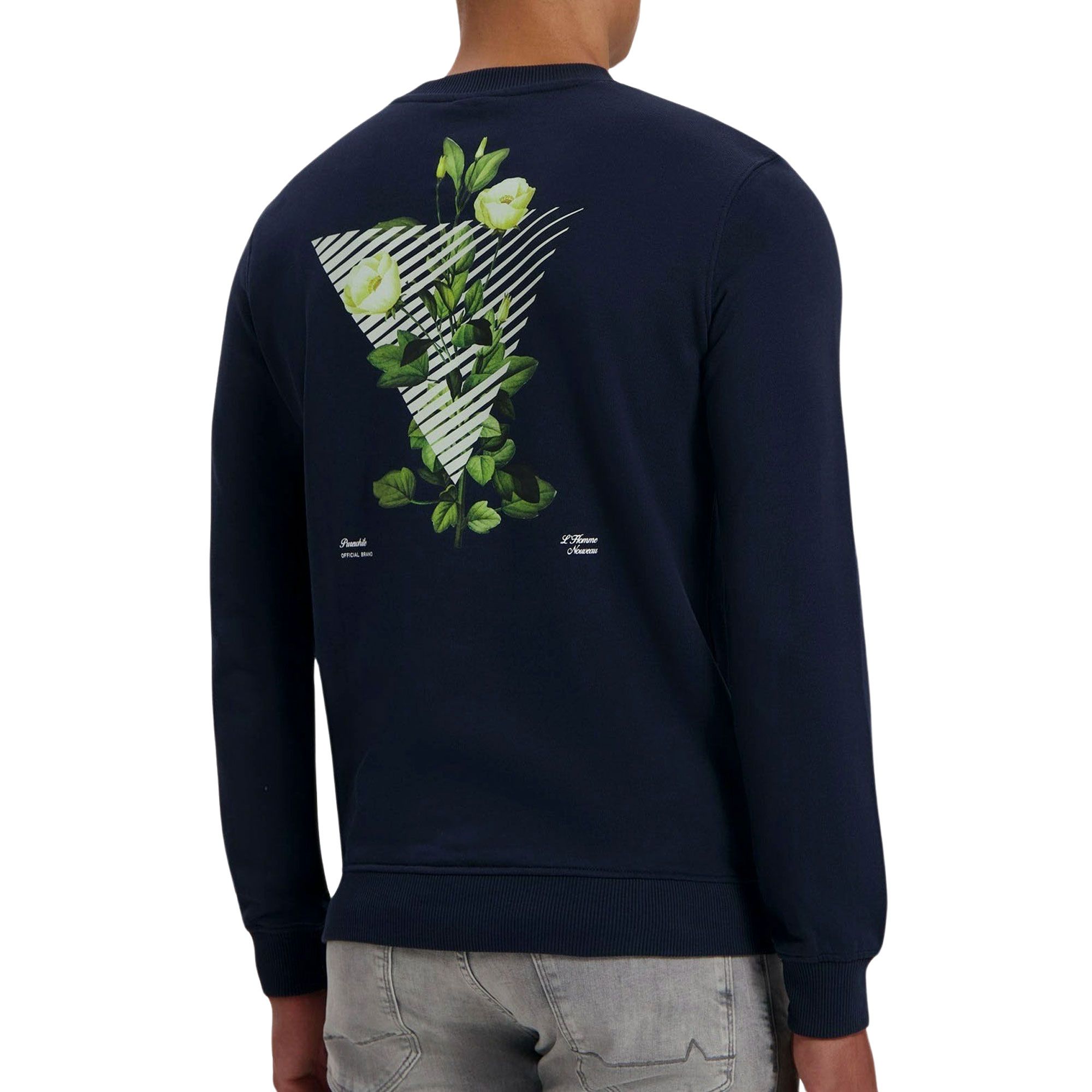 Purewhite Floral Triangle Graphic Sweater Heren