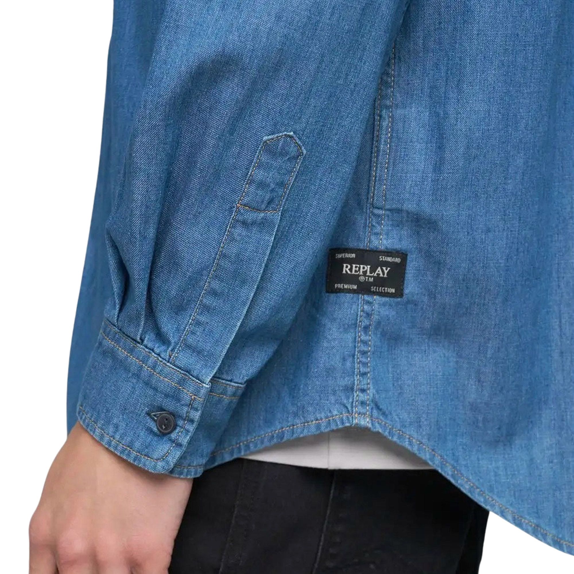 Replay Cotton Denim Overhemd Heren