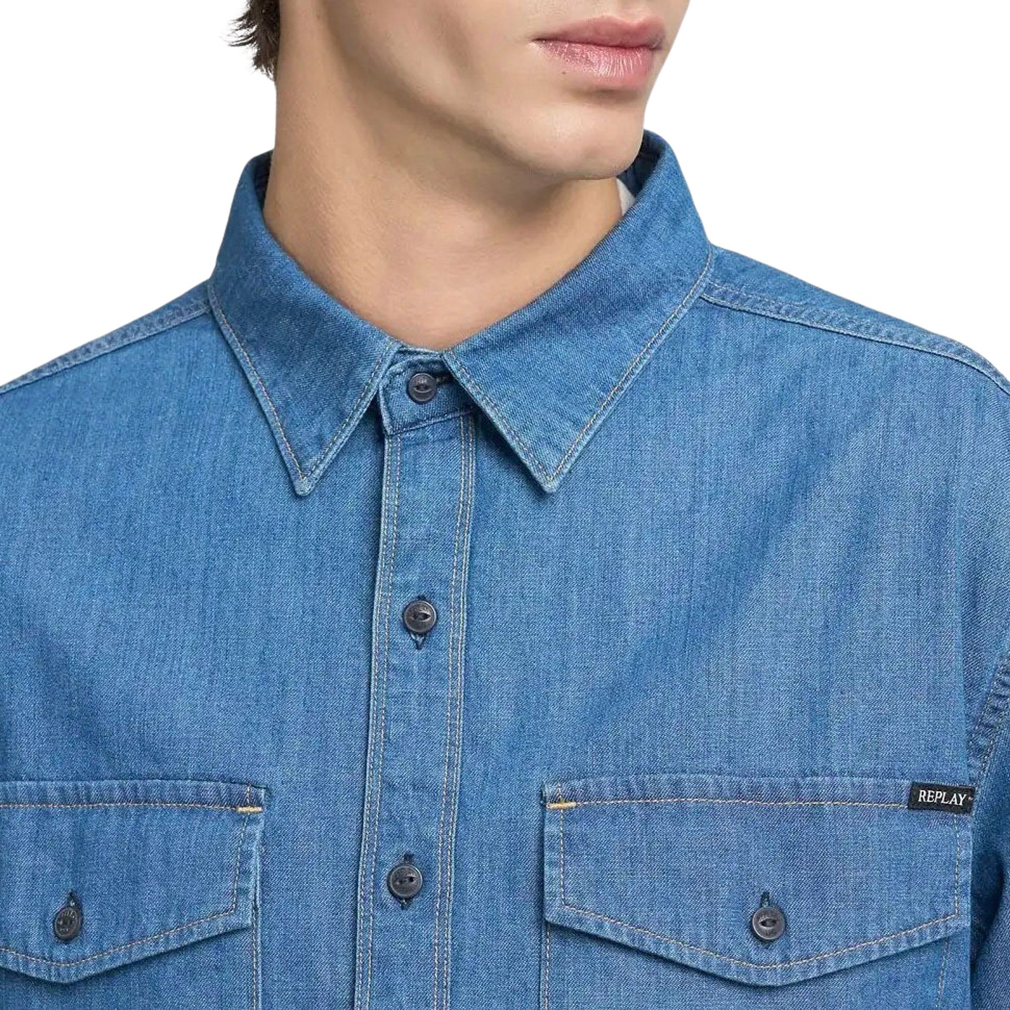 Replay Jeanshemd voor heren, 009, medium blue., XXL