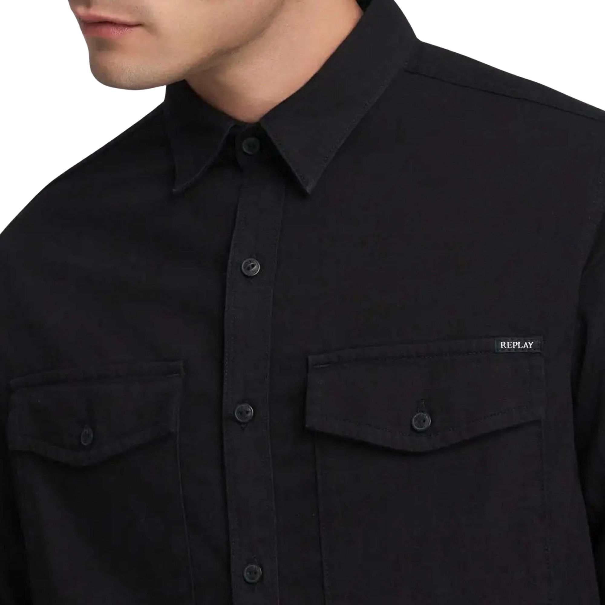 Replay Cotton Denim Overhemd Heren