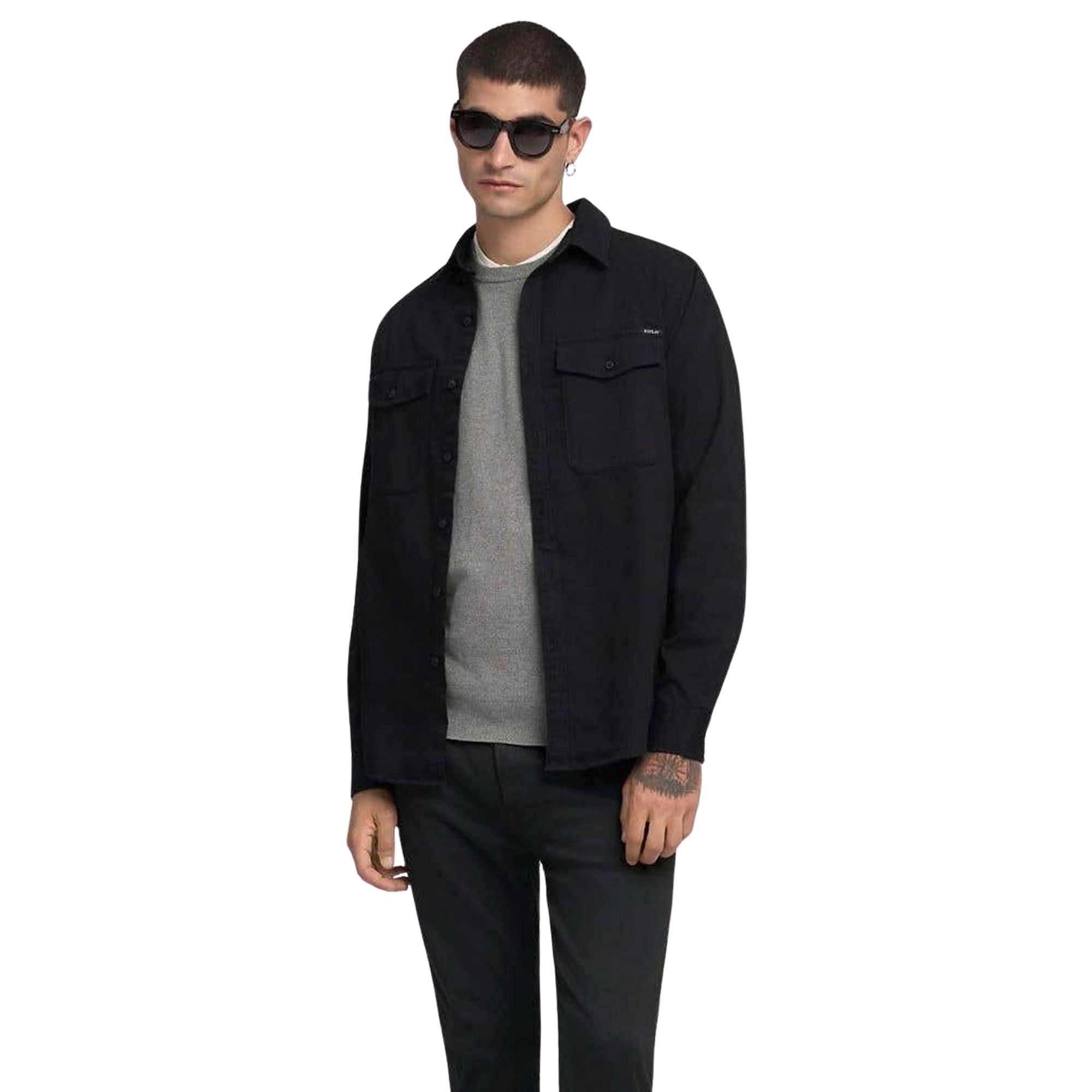 Replay Cotton Denim Overhemd Heren
