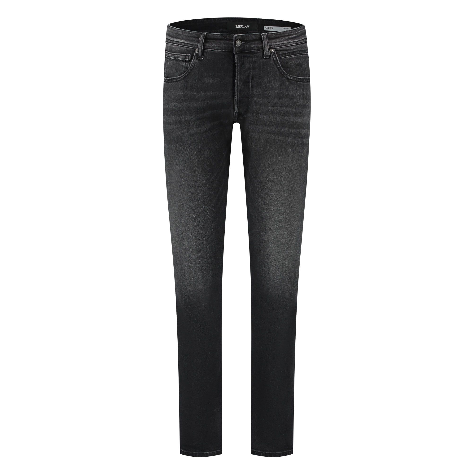 Replay Heren Jeans Grover Straight-Fit, Medium Grey 096-1, 32W / 32L