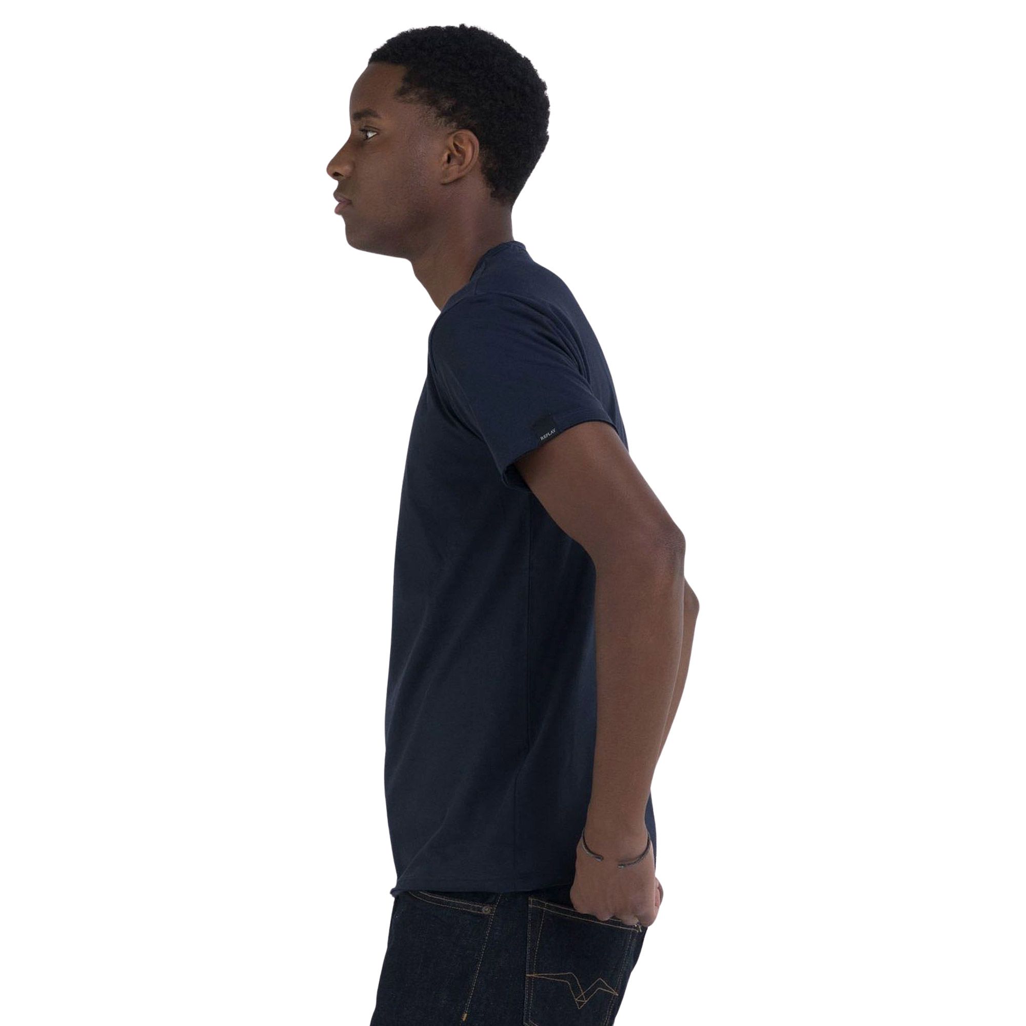 Replay Raw Cut Crew Shirt Men