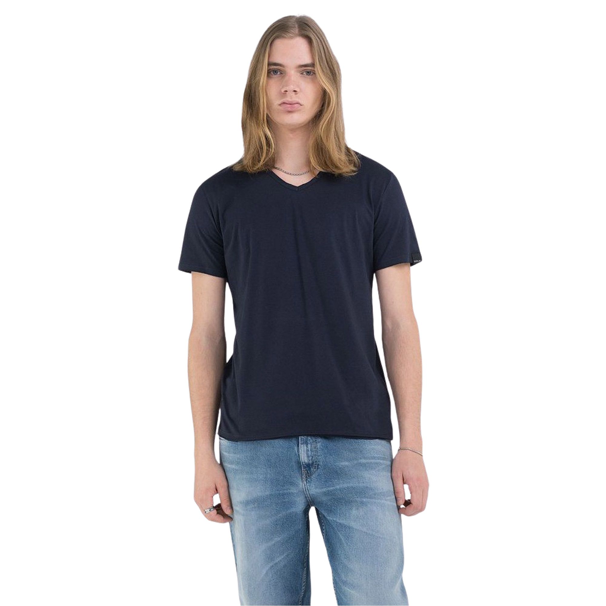 Replay Raw Cut V-neck Shirt Heren