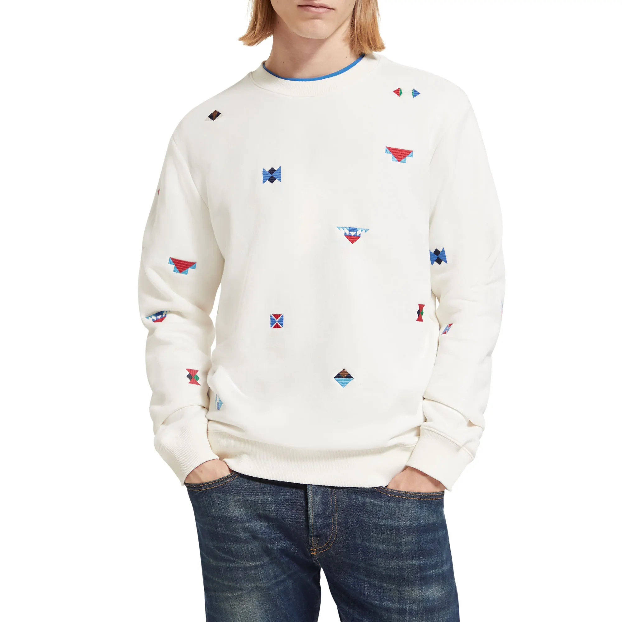 Scotch & Soda AOP Embroidery Sweater Heren